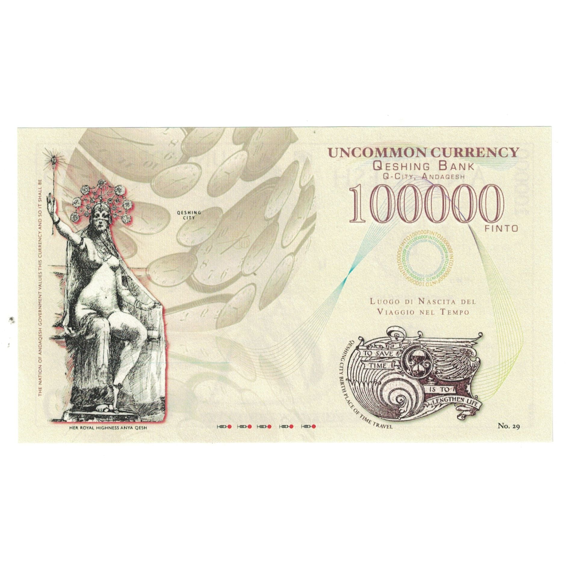 Billete, Otros, 100000 FINTO NATION OF ANDAQESH TOURIST BANKNOTE, UNC