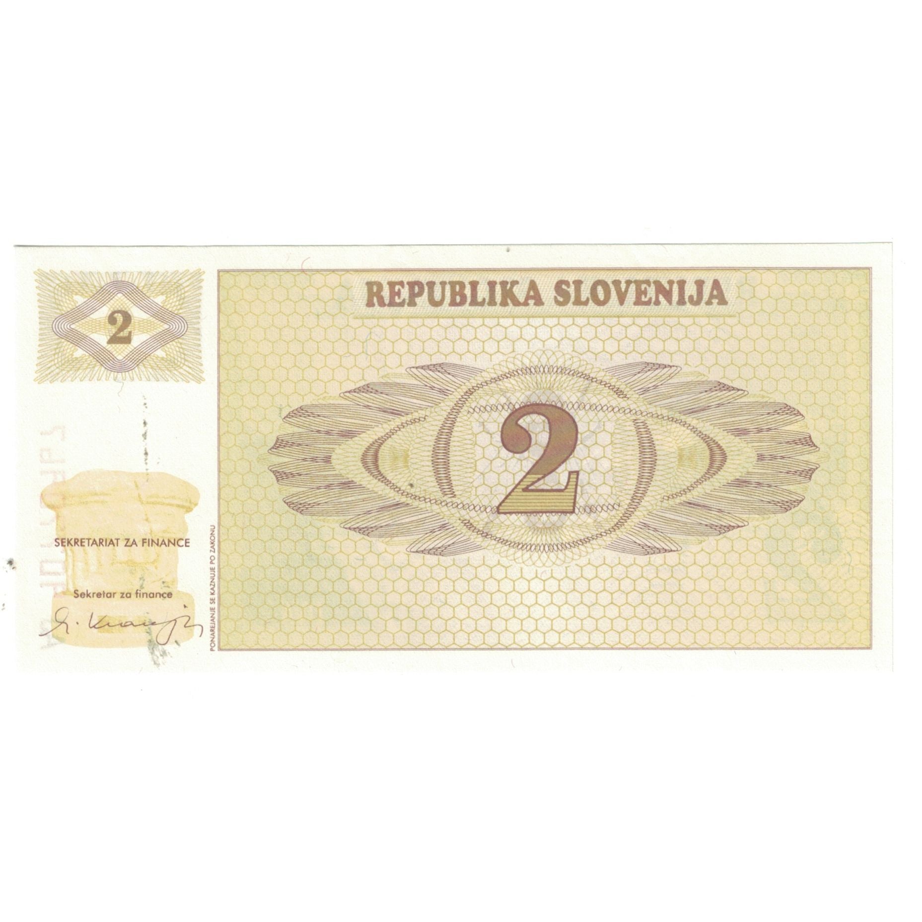 Banconote, Slovenia, 2 (Tolarjev), KM:2a, FDS