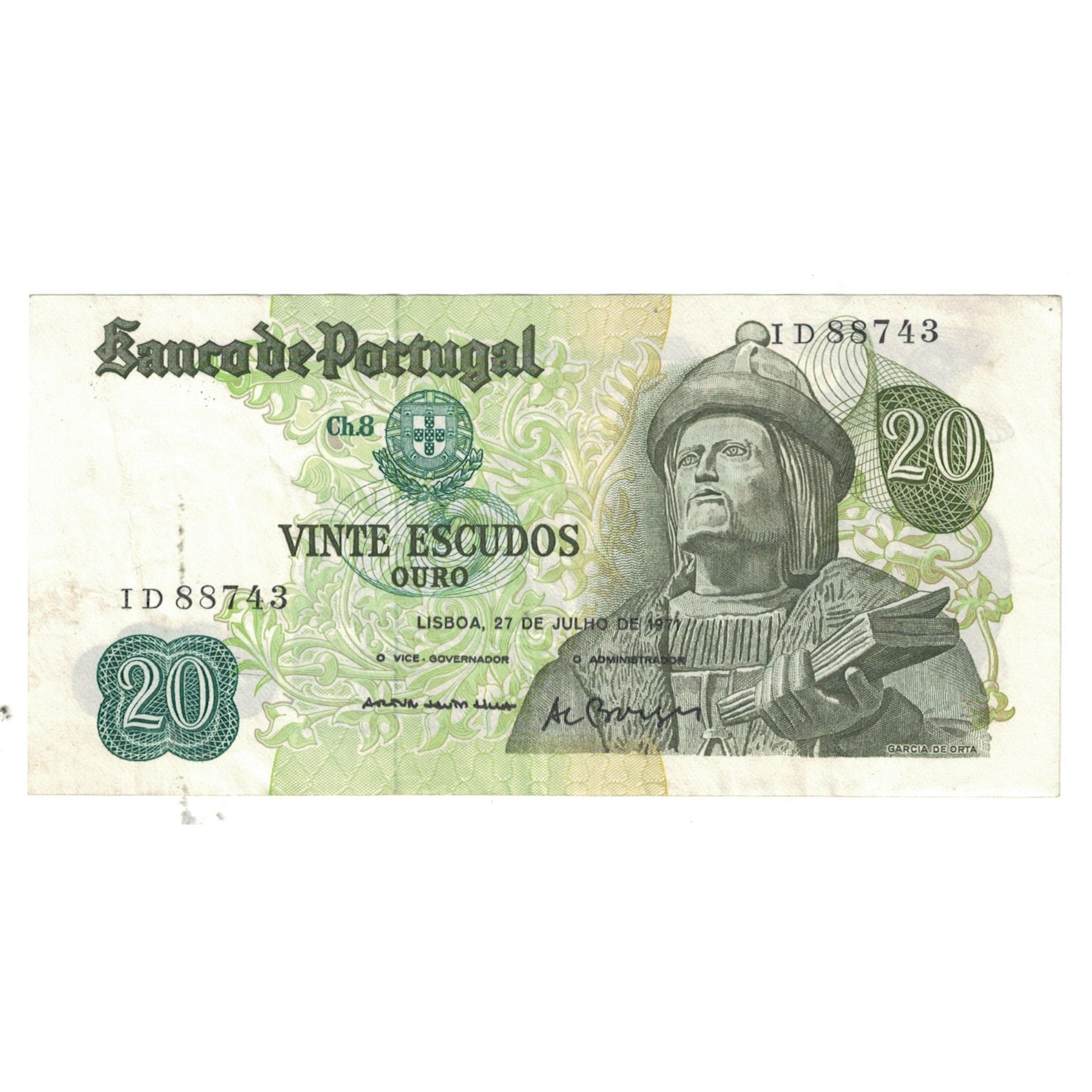 Billete, 20 Escudos, 1971, Portugal, 1971-07-27, KM:173, EBC