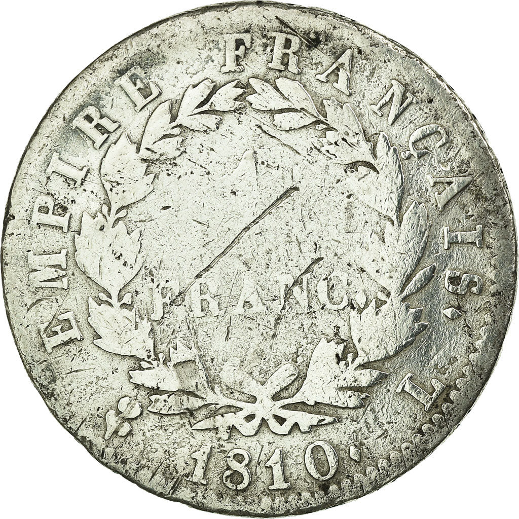 Coin, France, Napoléon I, Franc, 1810, Bayonne, VG(8-10), Silver, Gadoury:447