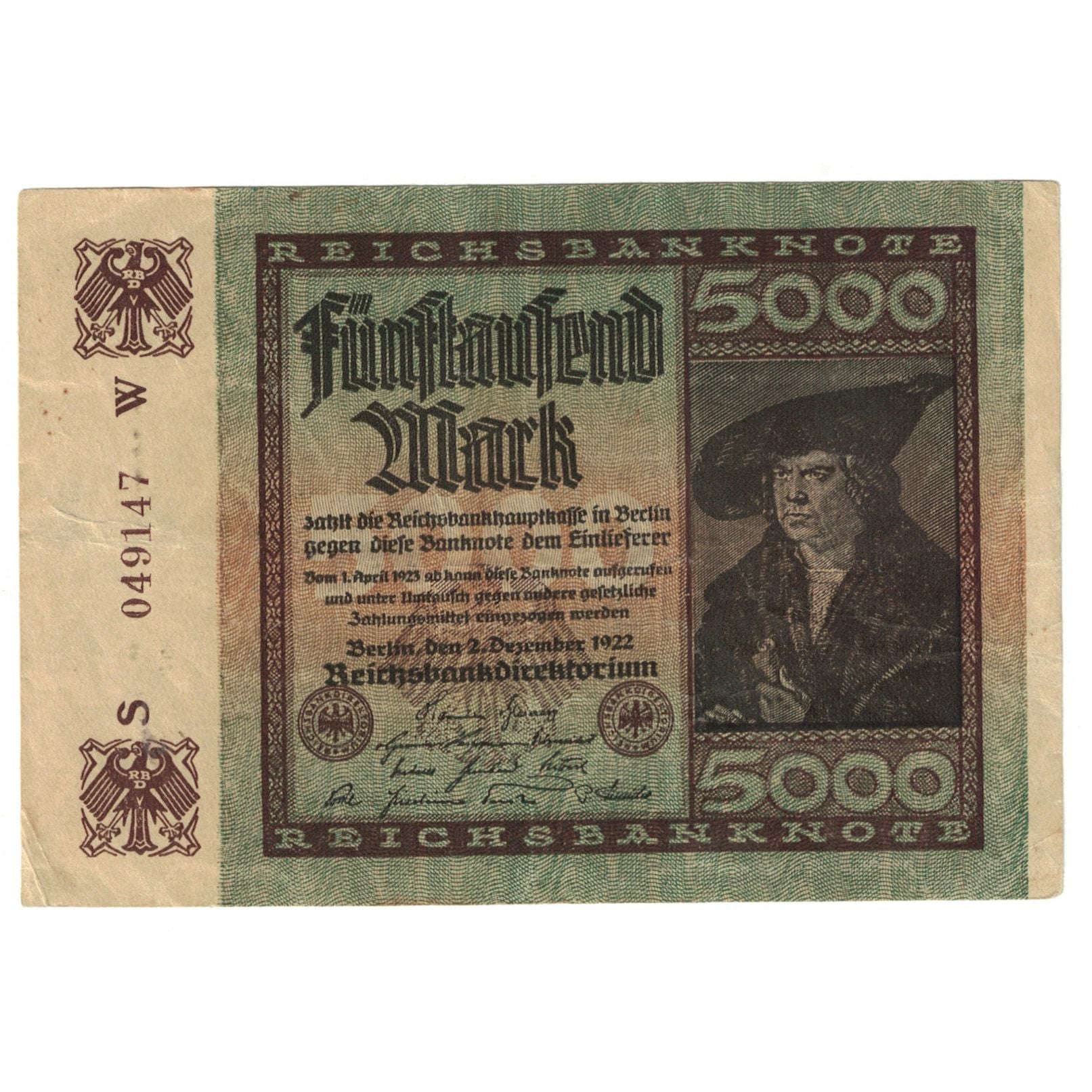 Banknote, Germany, 5000 Mark, 1922, 1922-12-02, KM:81a, AU(55-58)