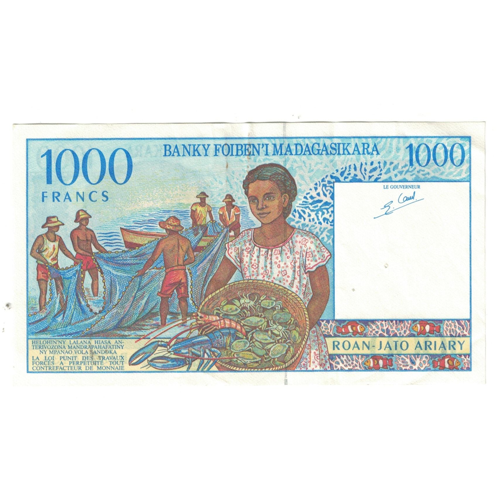 Billete, 1000 Francs = 200 Ariary, Undated (1994), Madagascar, KM:76a, MBC