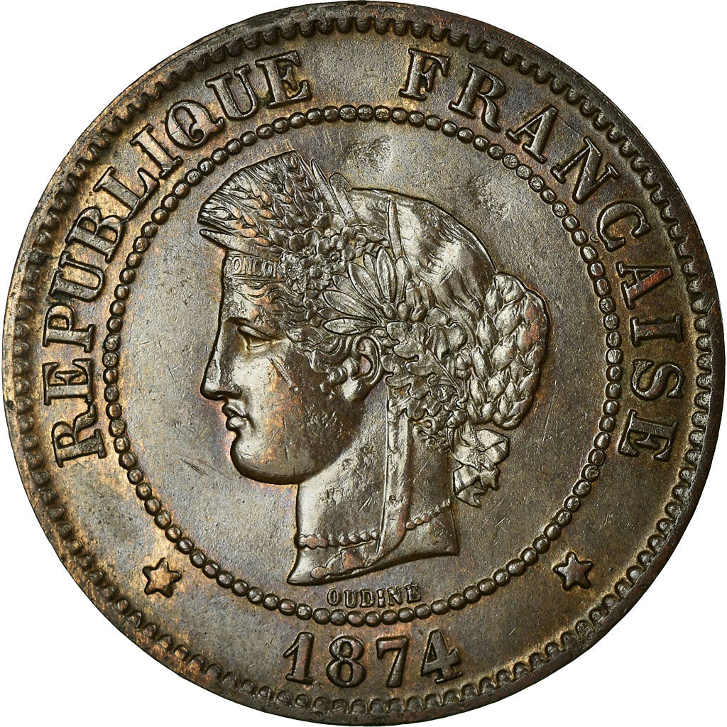 Moneta, Francia, Cérès, 5 Centimes, 1874, Paris, SPL-, Bronzo, Gadoury:157a