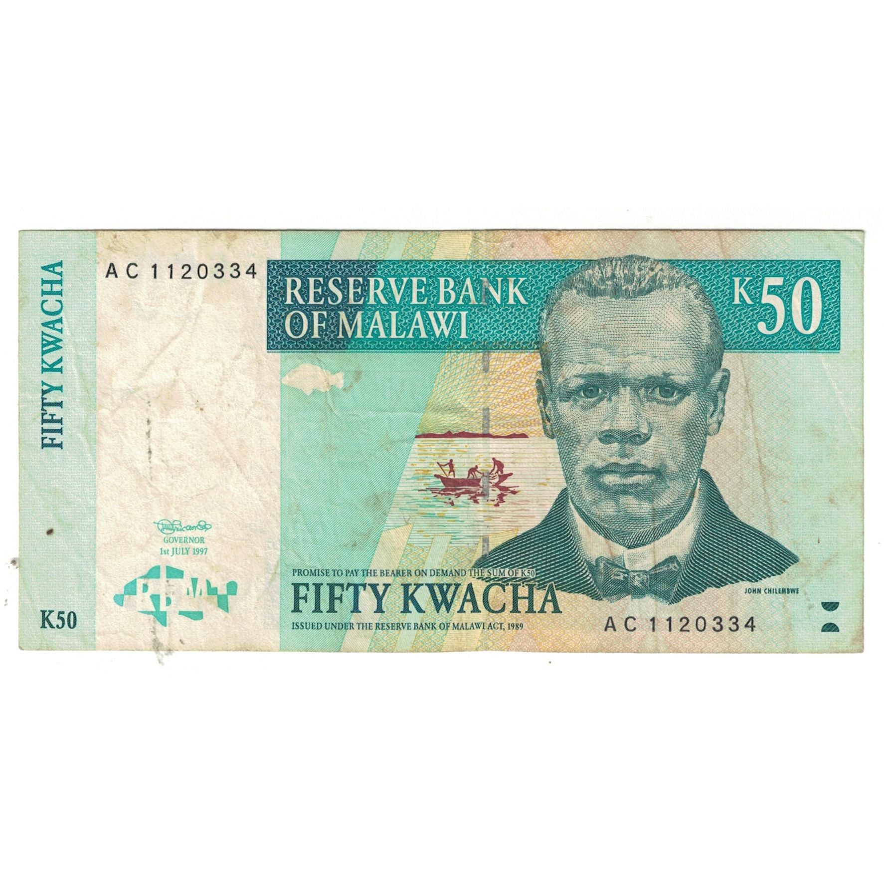 Banknote, Malawi, 50 Kwacha, 1997, 1997-07-01, KM:39, VF(20-25)