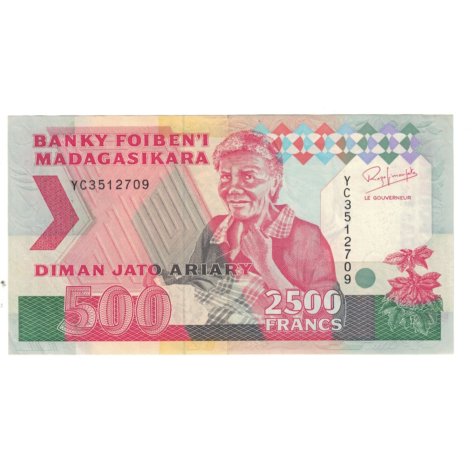 Billet, Madagascar, 2500 Francs = 500 Ariary, KM:72Ab, NEUF