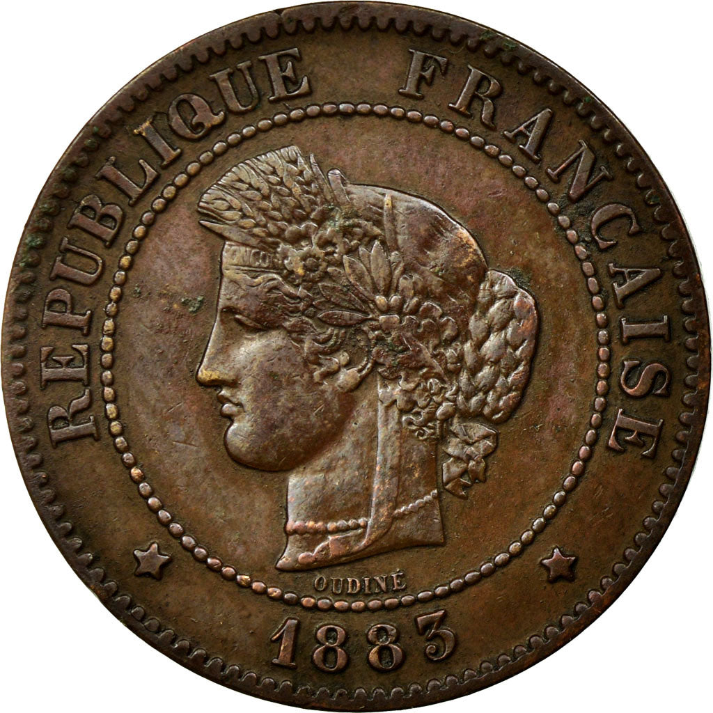Moneta, Francia, Cérès, 5 Centimes, 1883, Paris, BB+, Bronzo, Gadoury:157a