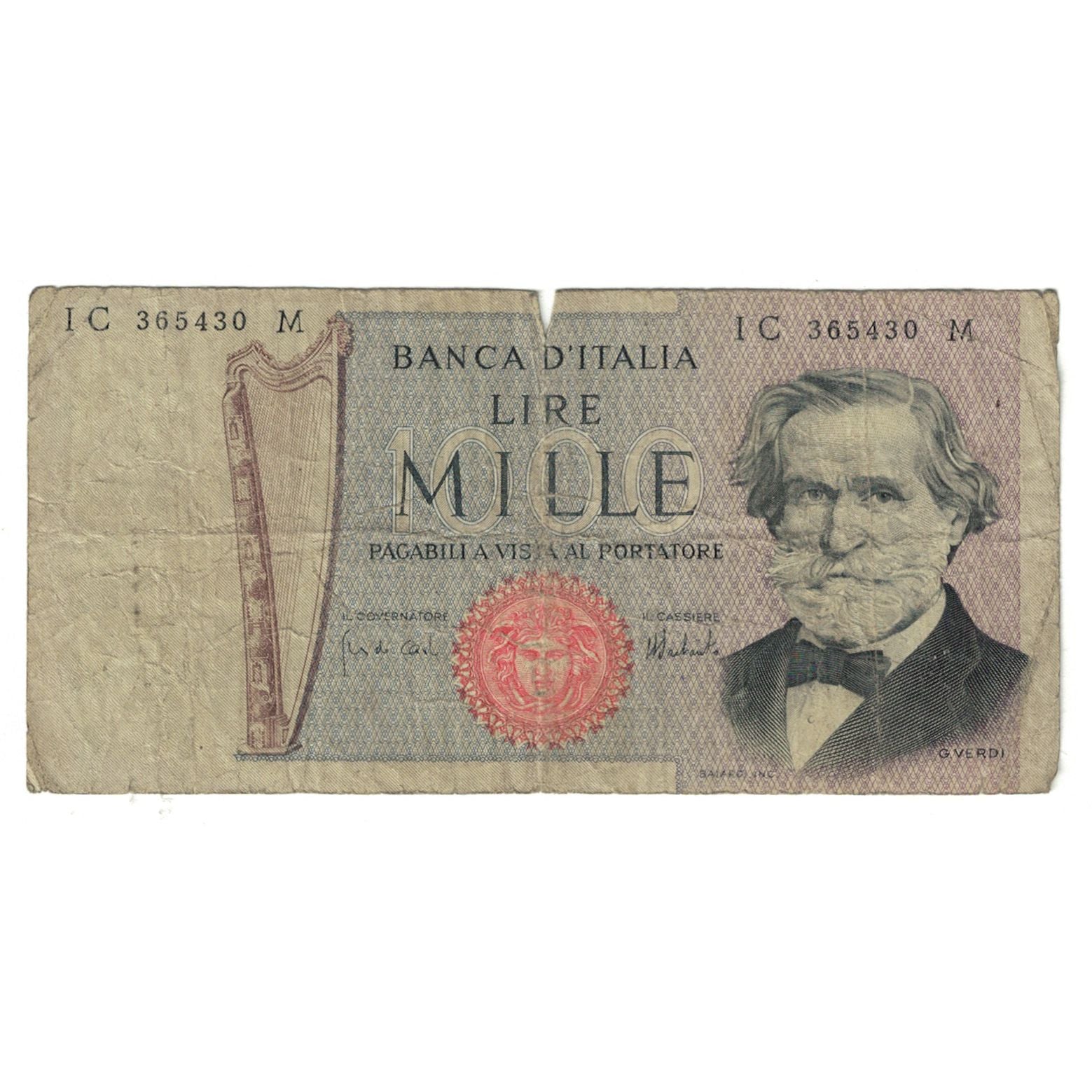 Billete, 1000 Lire, 1975, Italia, 1975-08-05, KM:101a, BC