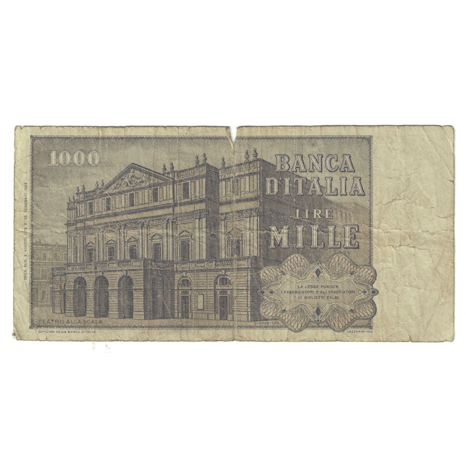 Billete, 1000 Lire, 1975, Italia, 1975-08-05, KM:101a, BC