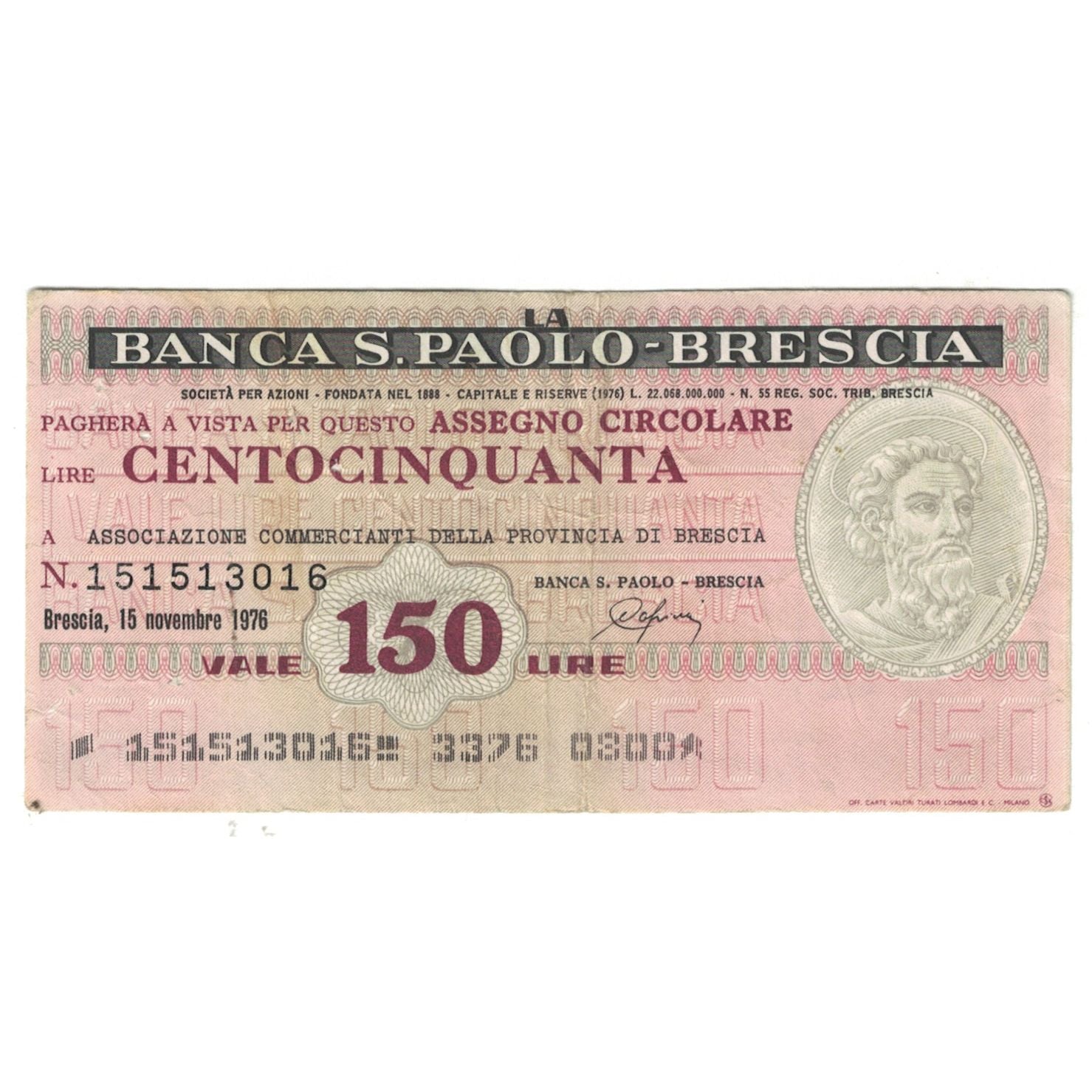 Billete, 150 Lire, 1976, Italia, 1976-11-15, MBC