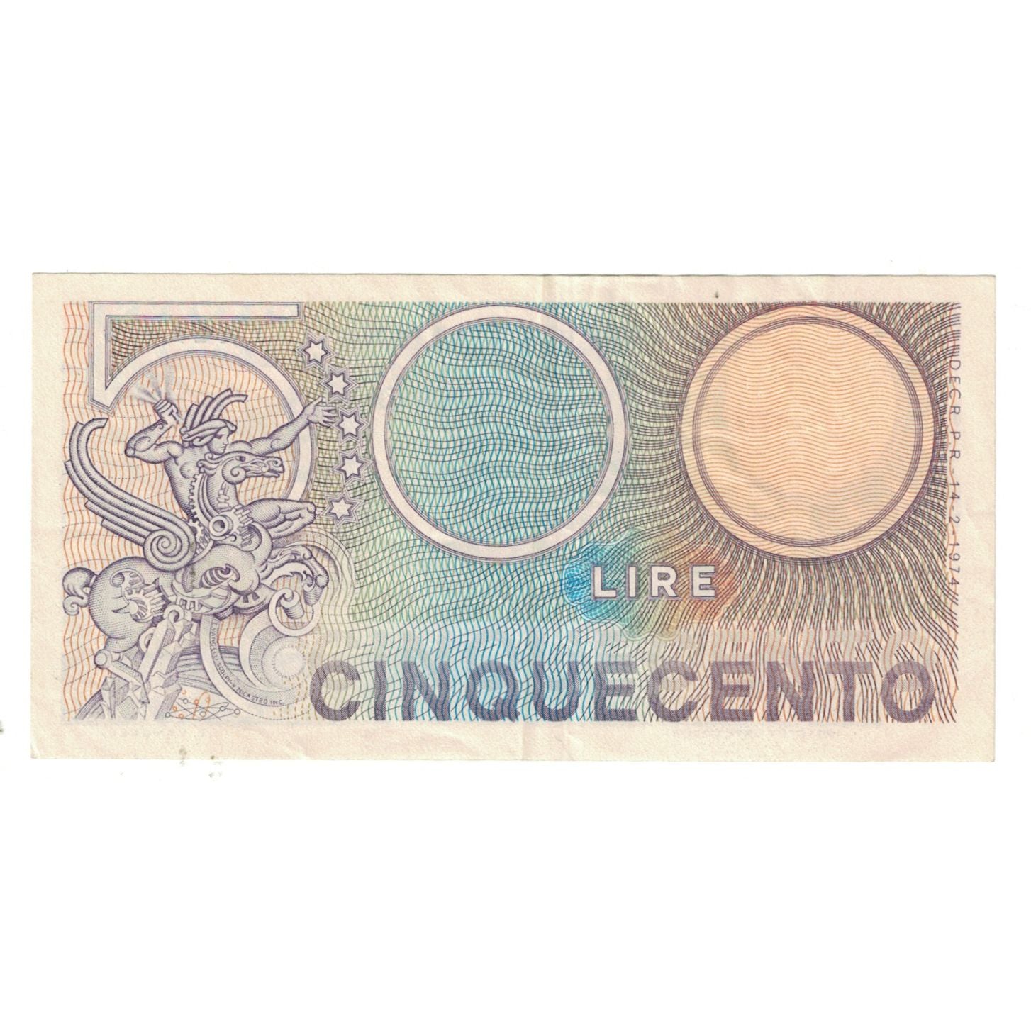 Geldschein, Italien, 500 Lire, KM:94, UNZ-
