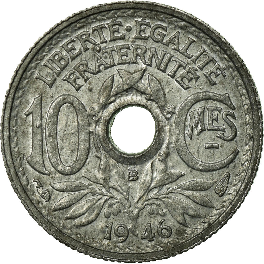 Munten, Frankrijk, Lindauer, 10 Centimes, 1946, Beaumont le Roger, PR, Zinc