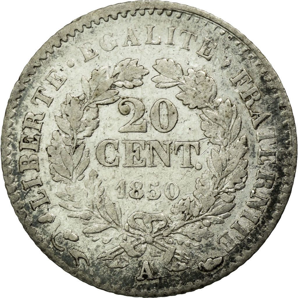Coin, France, Cérès, 20 Centimes, 1850, Paris, AU(50-53), Silver, Gadoury:303