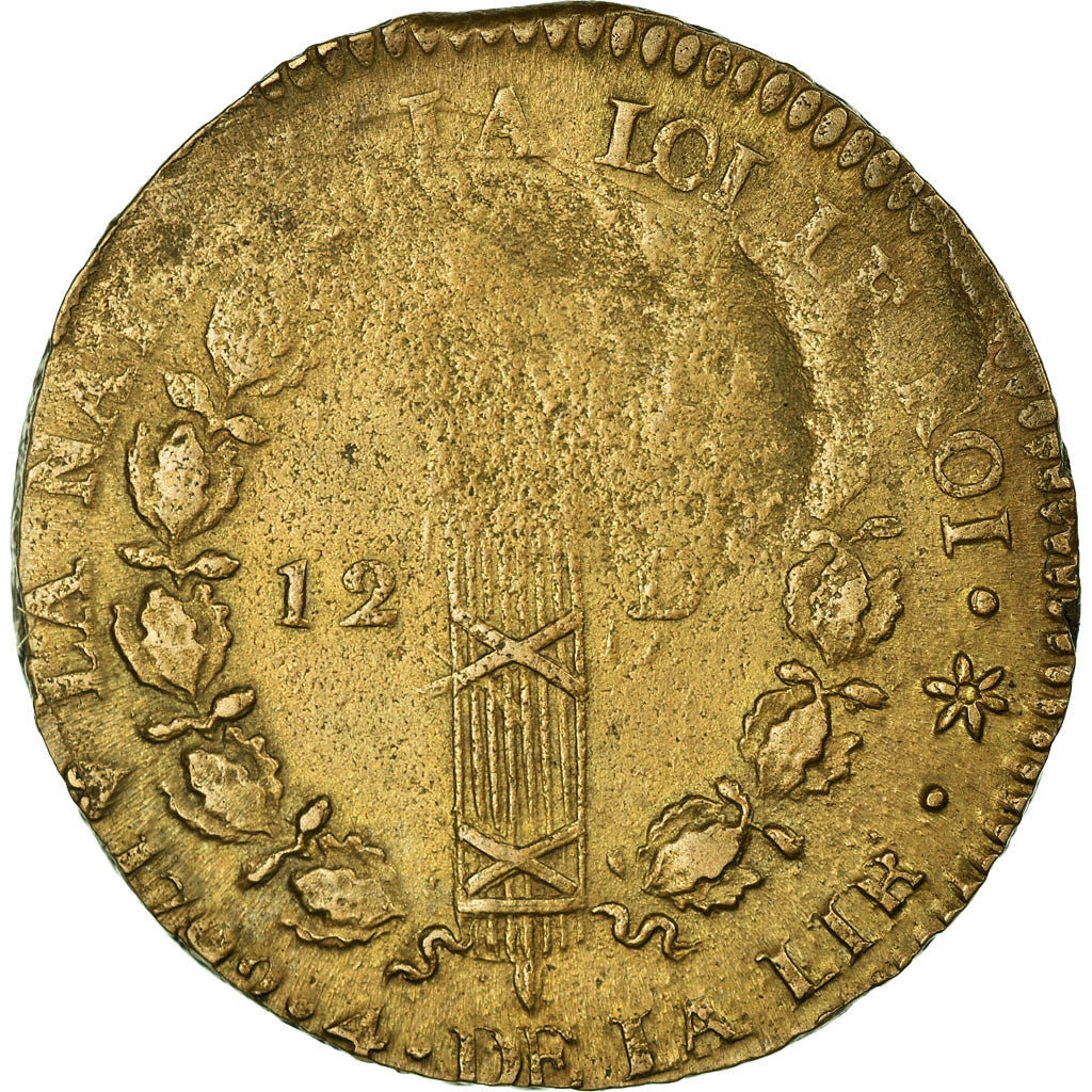 Monnaie, France, 12 deniers français, 12 Deniers, 1792, Strasbourg, TB, Bronze
