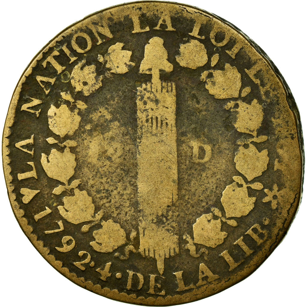 Coin, France, 12 deniers français, 12 Deniers, 1792, Strasbourg, VG(8-10)