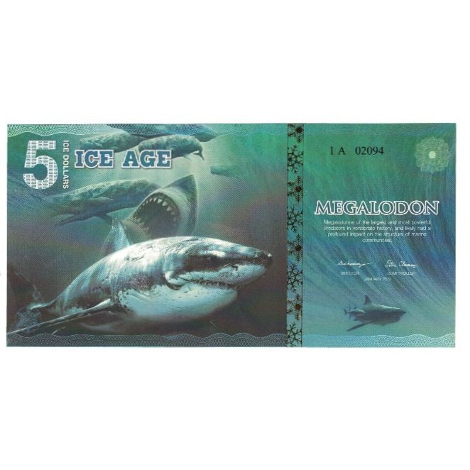 Billet, États-Unis, Billet Touristique, 2015, 2015-01, 5 ICE DOLLAR MEGALODON