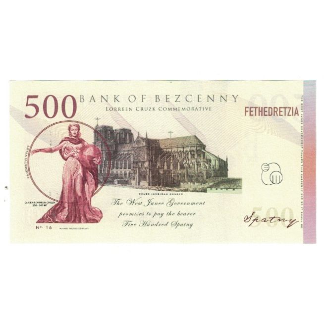 Geldschein, Eurozone, Tourist Banknote, 2014, 500 SPATNY BANK OF BEZCENNY, UNZ