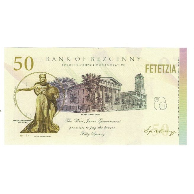 Geldschein, Eurozone, Tourist Banknote, 2014, 50 SPATNY BANK OF BEZCENNY, UNZ