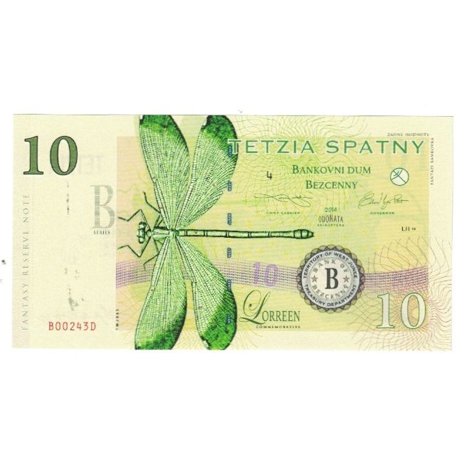 Geldschein, Eurozone, Tourist Banknote, 2014, 10 TETZIA BANK OF BEZCENNY, UNZ