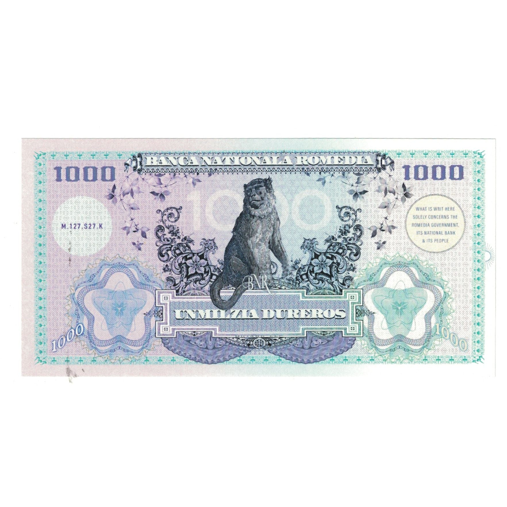 Billete, Tourist Banknote, 2019, Rumanía, BANCA NATIONAL ROMEDIA 1000, UNC
