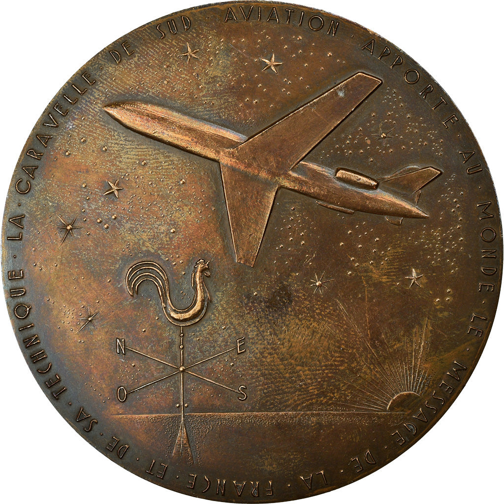 Frankrijk, Medaille, La Caravelle de Sud Aviation, Aviation, Joly, UNC-, Bronze