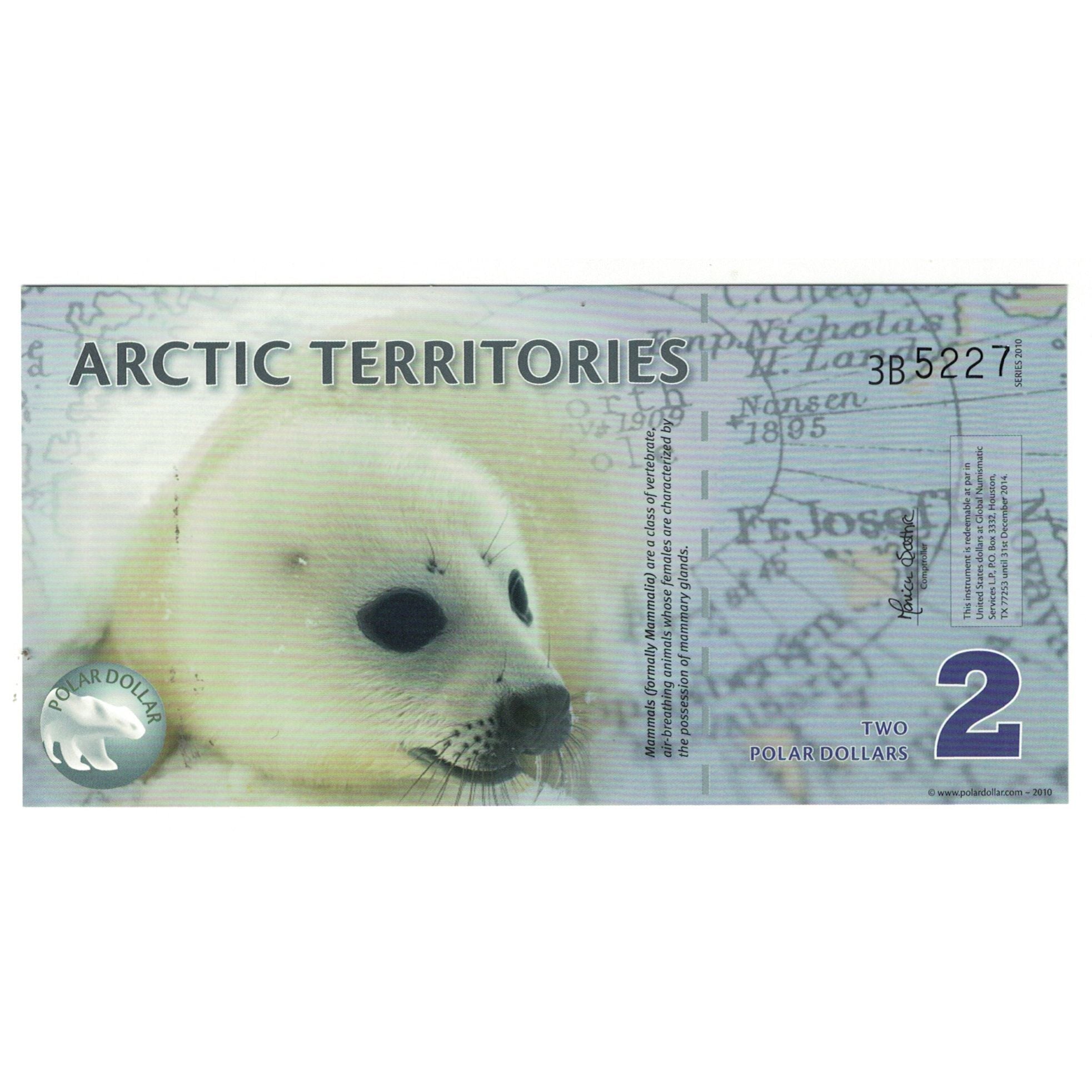 Nota, Estados Unidos da América, Dollar, 2010, 2 DOLLAR ARTIC TERRITORIES