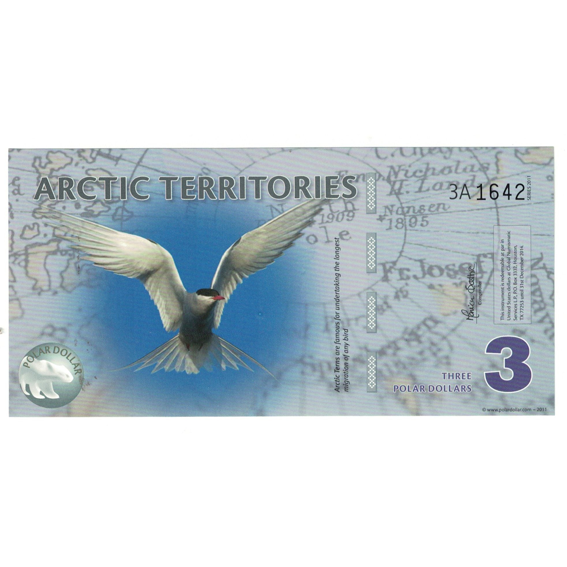 Nota, Estados Unidos da América, Dollar, 2011, 3 DOLLAR ARTIC TERRITORIES