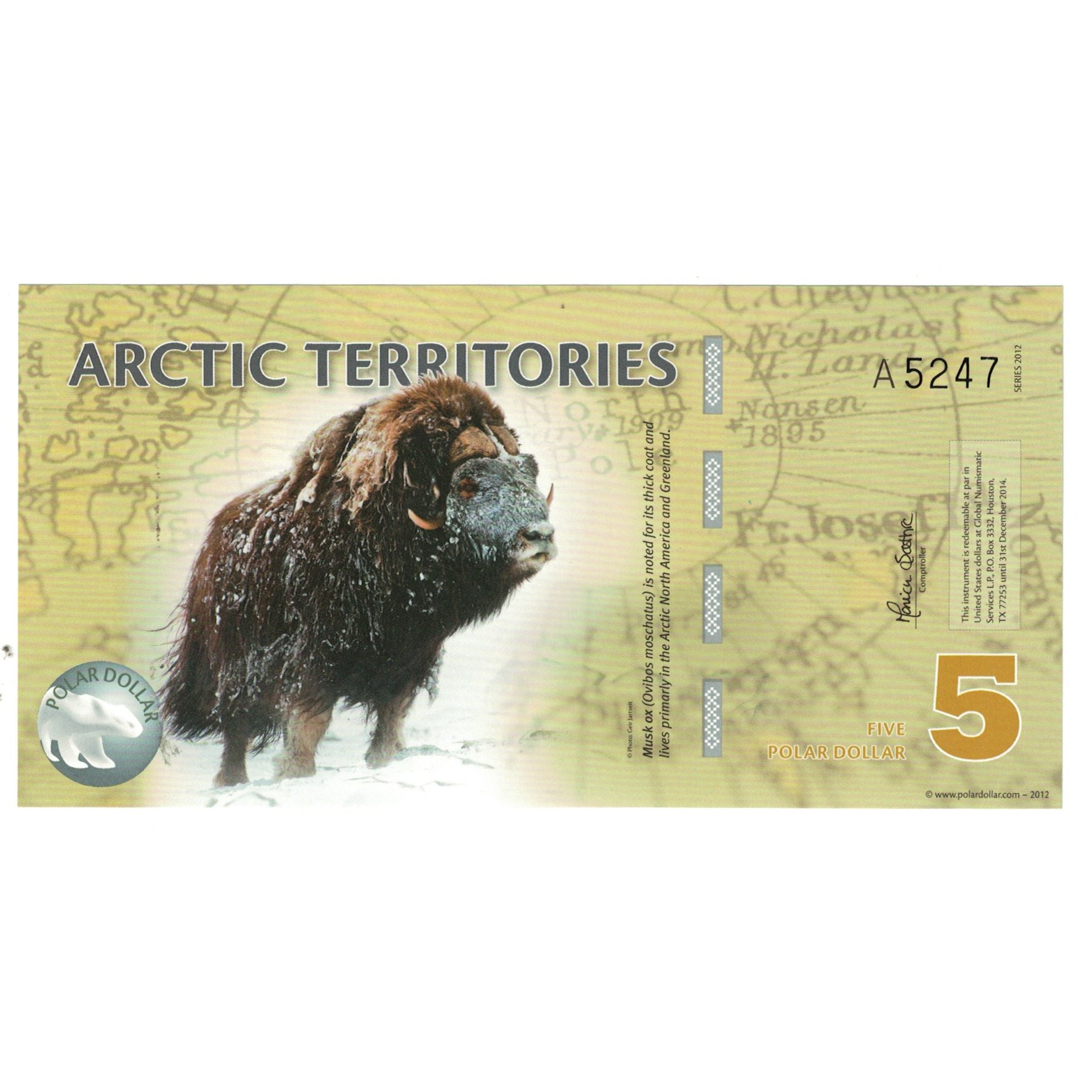Banknot, USA, Dollar, 2012, Undated, 5 DOLLAR ARTIC TERRITORIES, UNC(65-70)