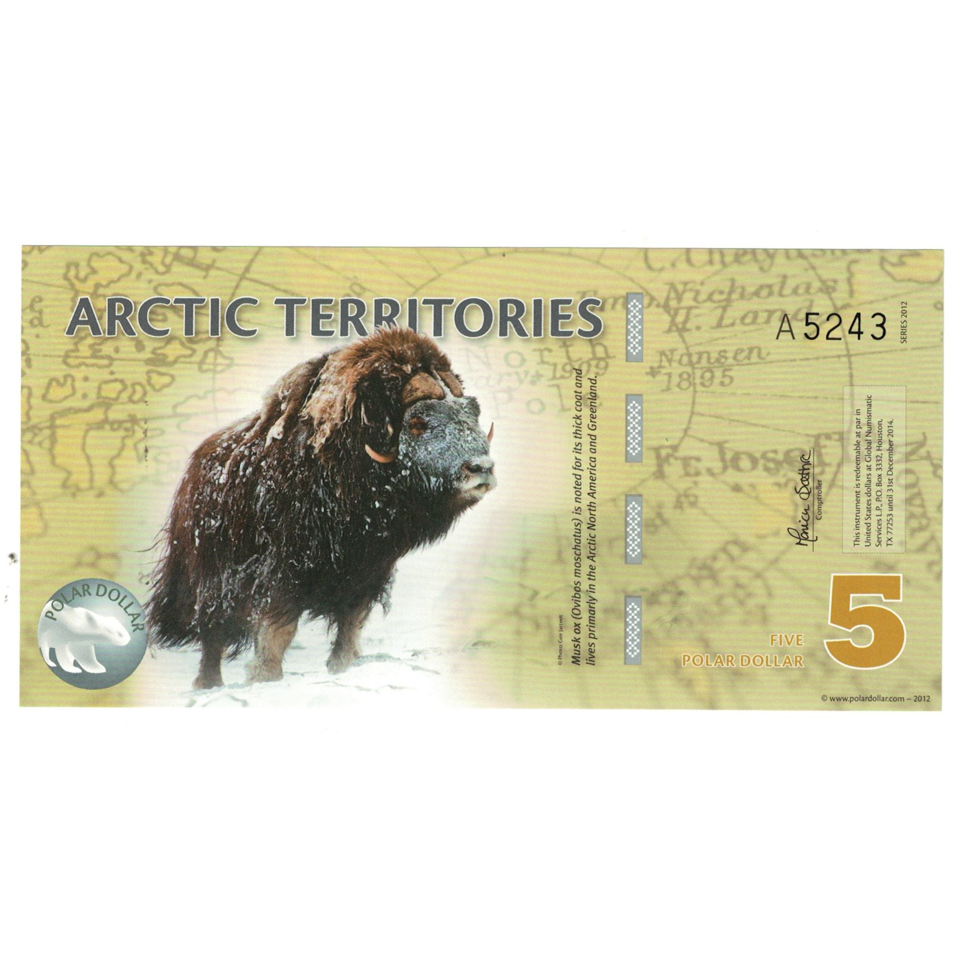 Banknot, USA, Dollar, 2012, Undated, 5 DOLLAR ARTIC TERRITORIES, UNC(65-70)