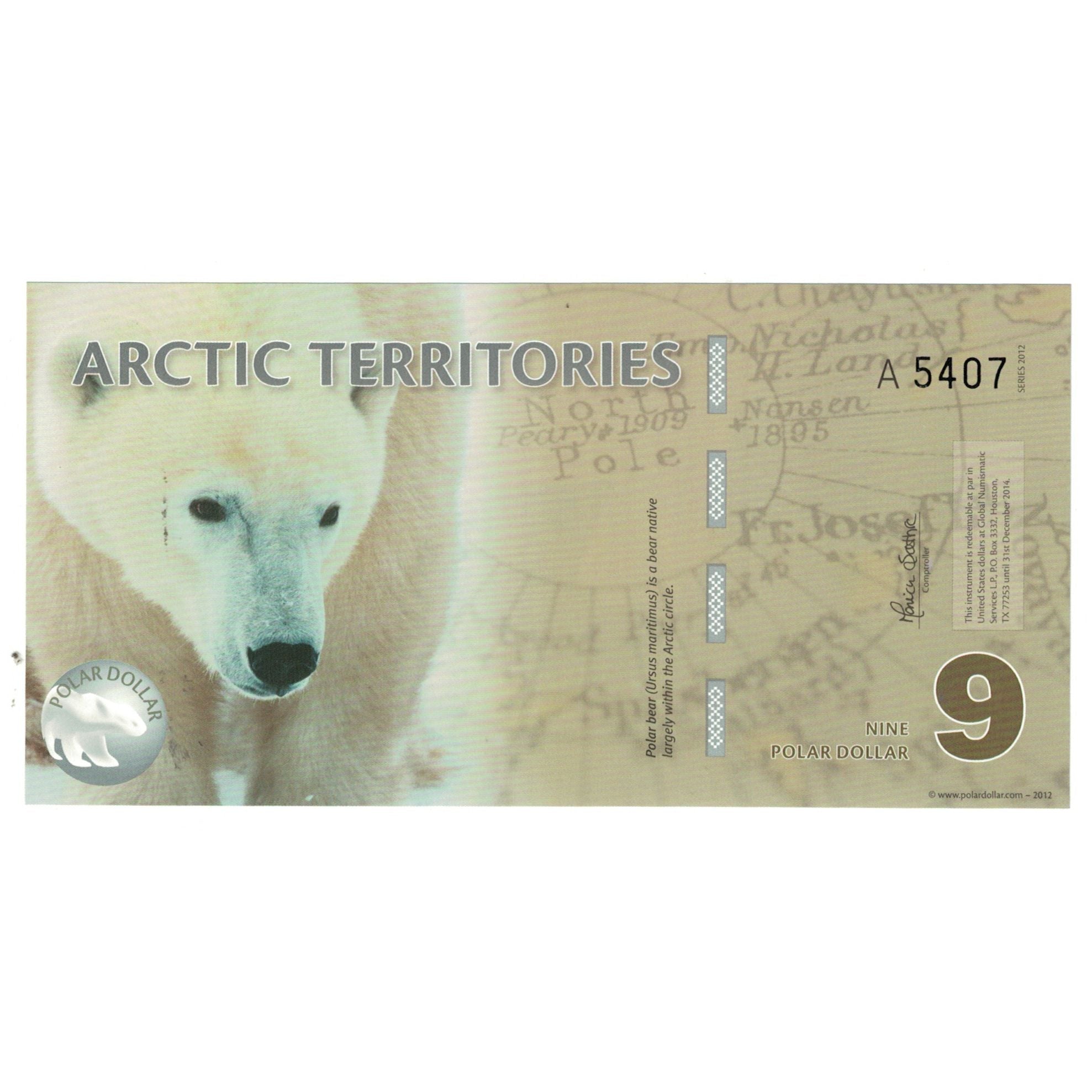 Banknot, USA, Dollar, 2012, Undated, 9 DOLLAR ARCTIC TERRITORIES, UNC(65-70)