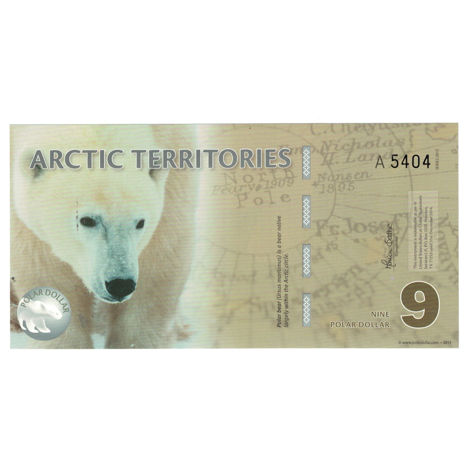 Billete, Dollar, 2012, Estados Unidos, 9 DOLLAR ARCTIC TERRITORIES, UNC