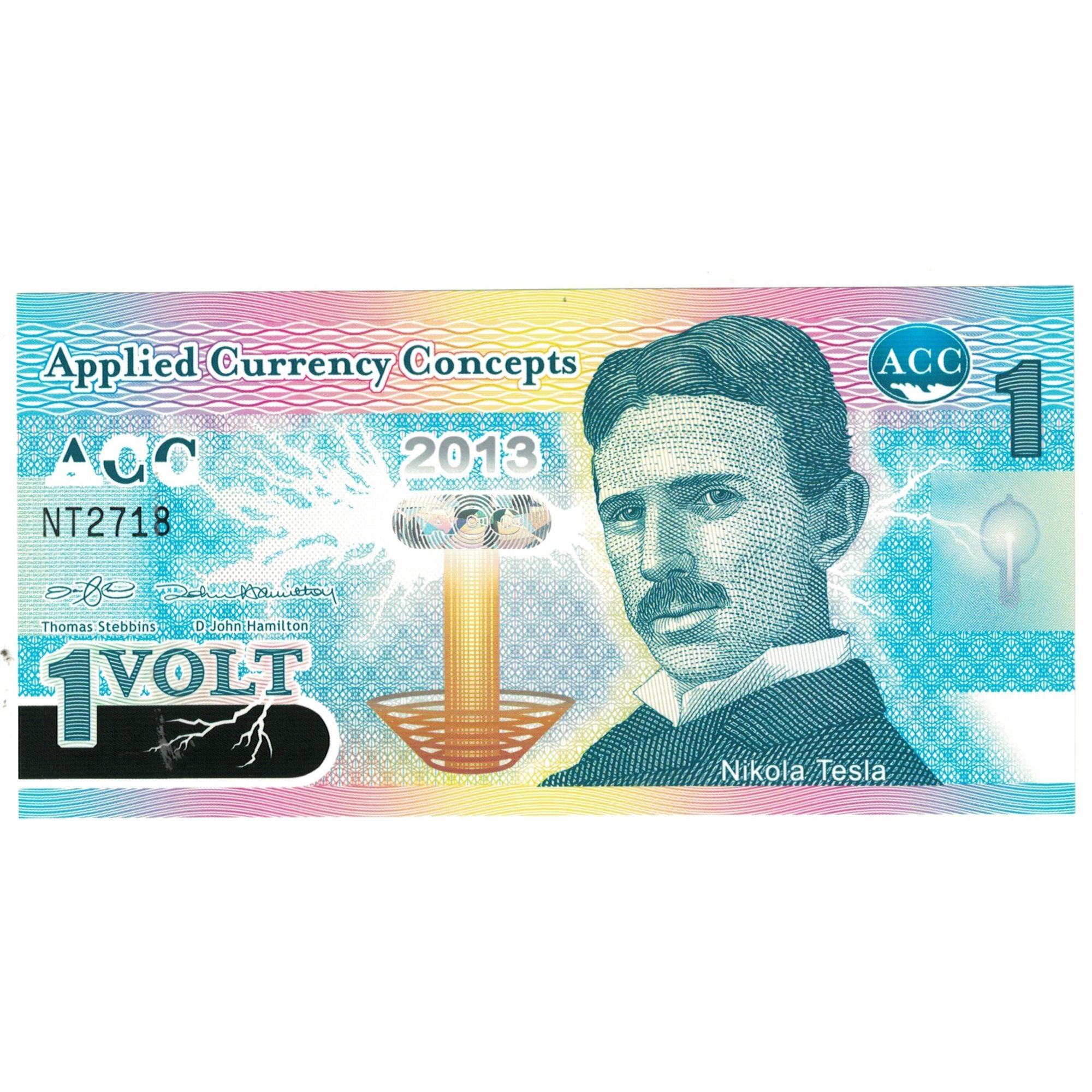 Banknote, United States, 2013, 1 VOLT NIKOLA TESLA, UNC(65-70)