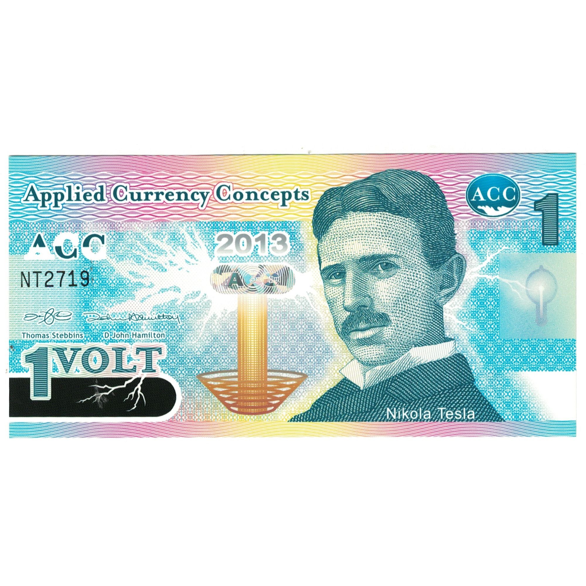 Banconote, Stati Uniti, 2013, 1 VOLT NIKOLA TESLA, FDS