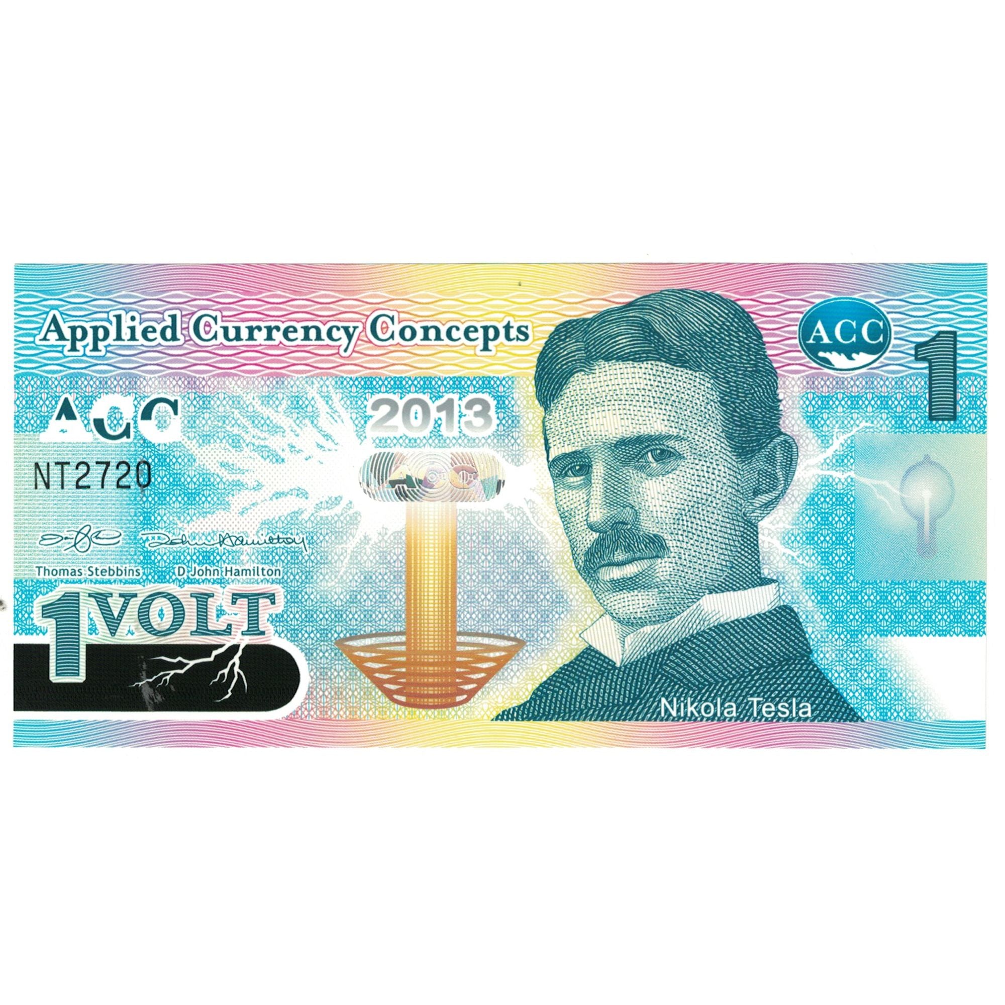 Billet, États-Unis, 2013, 1 VOLT NIKOLA TESLA, NEUF