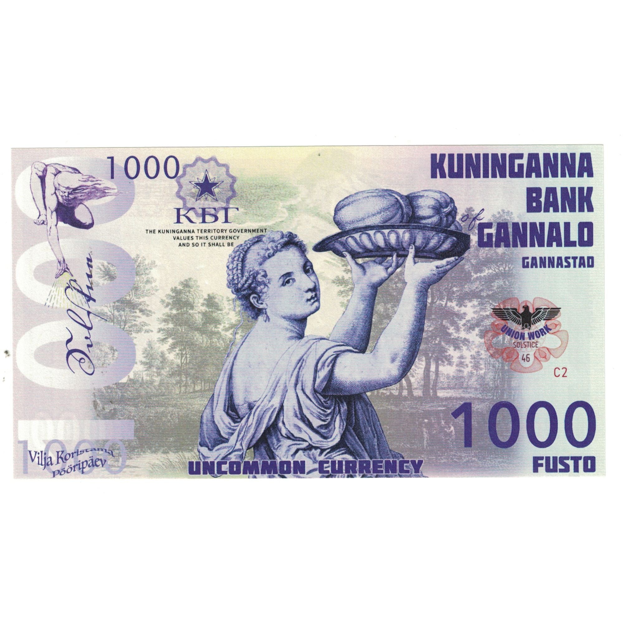 Geldschein, Other, Tourist Banknote, 2015, KUNINGANNA TERRITORY 1000 FUSTO, UNZ