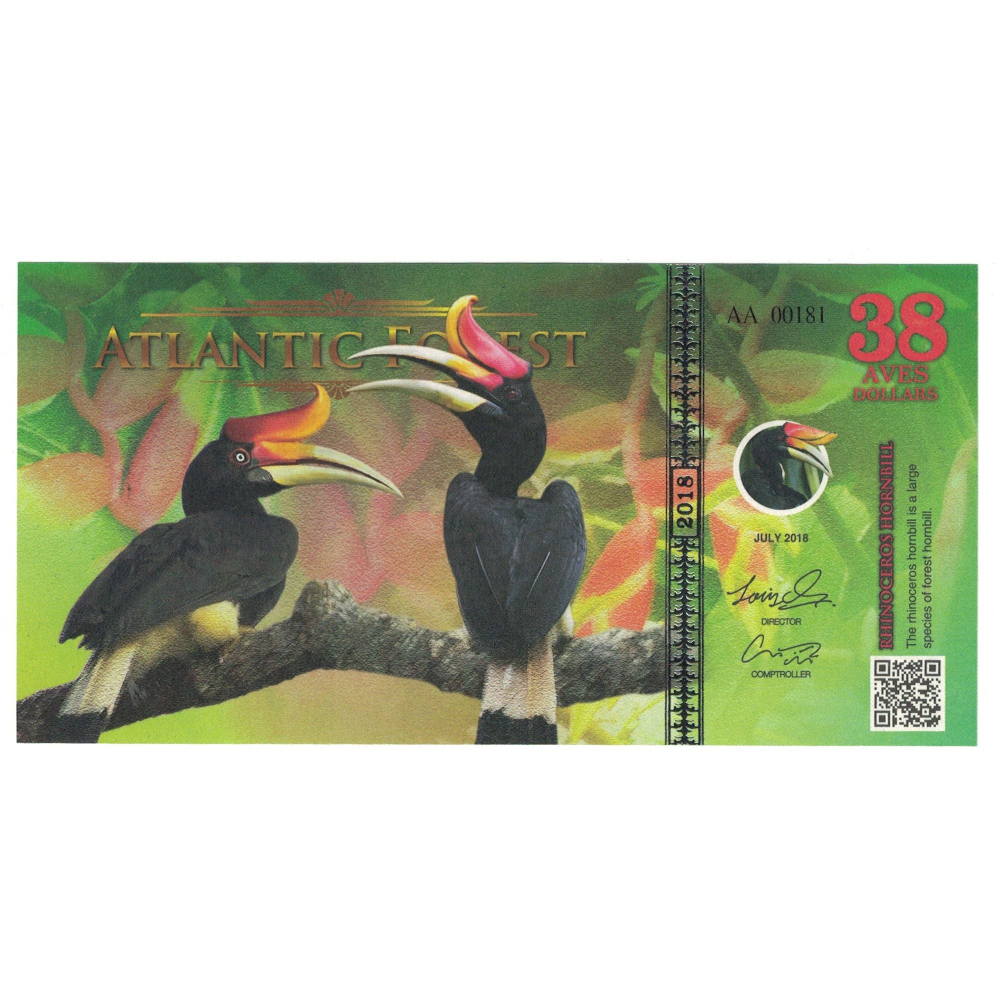 Billet, Brésil, Dollar, 2018, 2018-07, ATLANTIC FOREST 38 DOLLARS, NEUF
