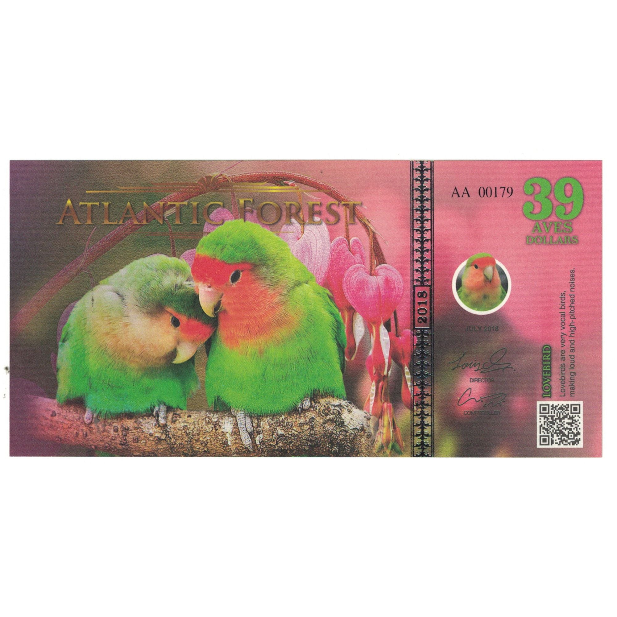Banknote, Brazil, Dollar, 2018, 2018-07, ATLANTIC FOREST 39 DOLLARS, UNC(65-70)