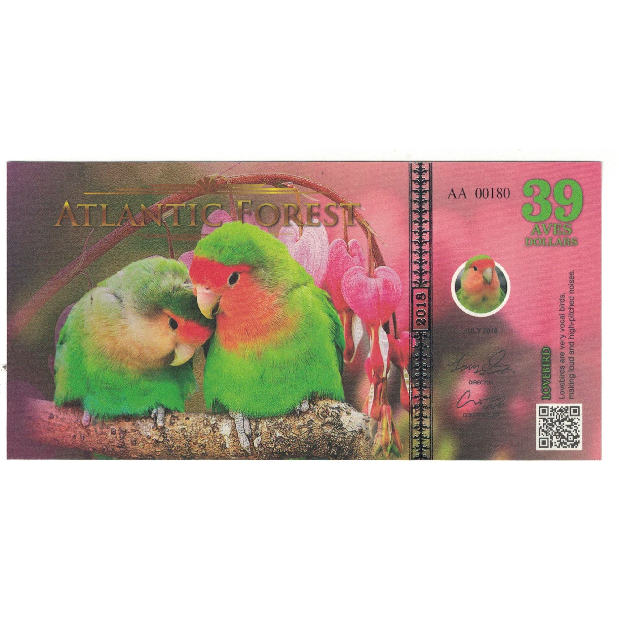 Biljet, Brazilië, Dollar, 2018, 2018-07, ATLANTIC FOREST 39 DOLLARS, NIEUW