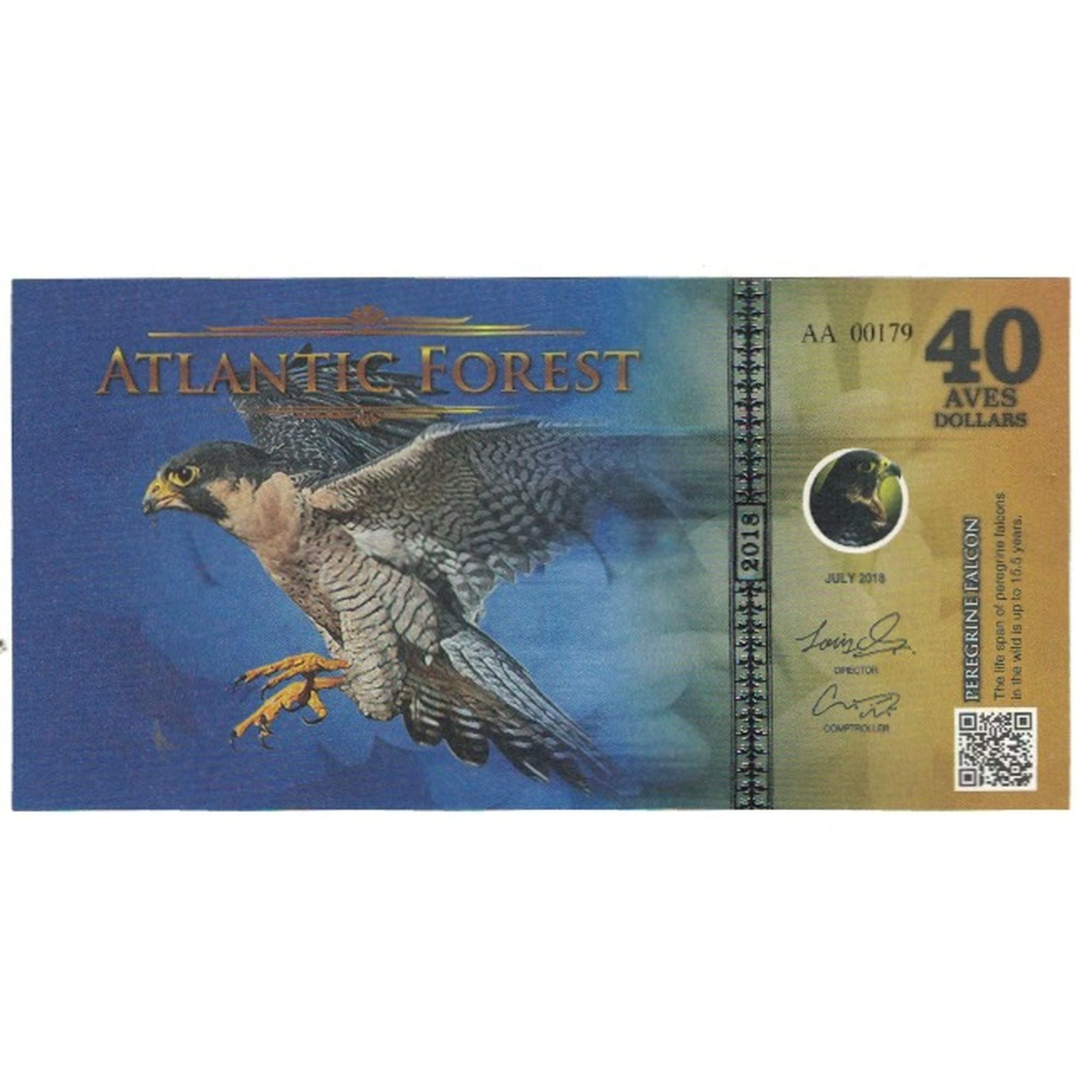 Banknote, Brazil, Dollar, 2018, 2018-07, ATLANTIC FOREST 40 DOLLARS, UNC(65-70)