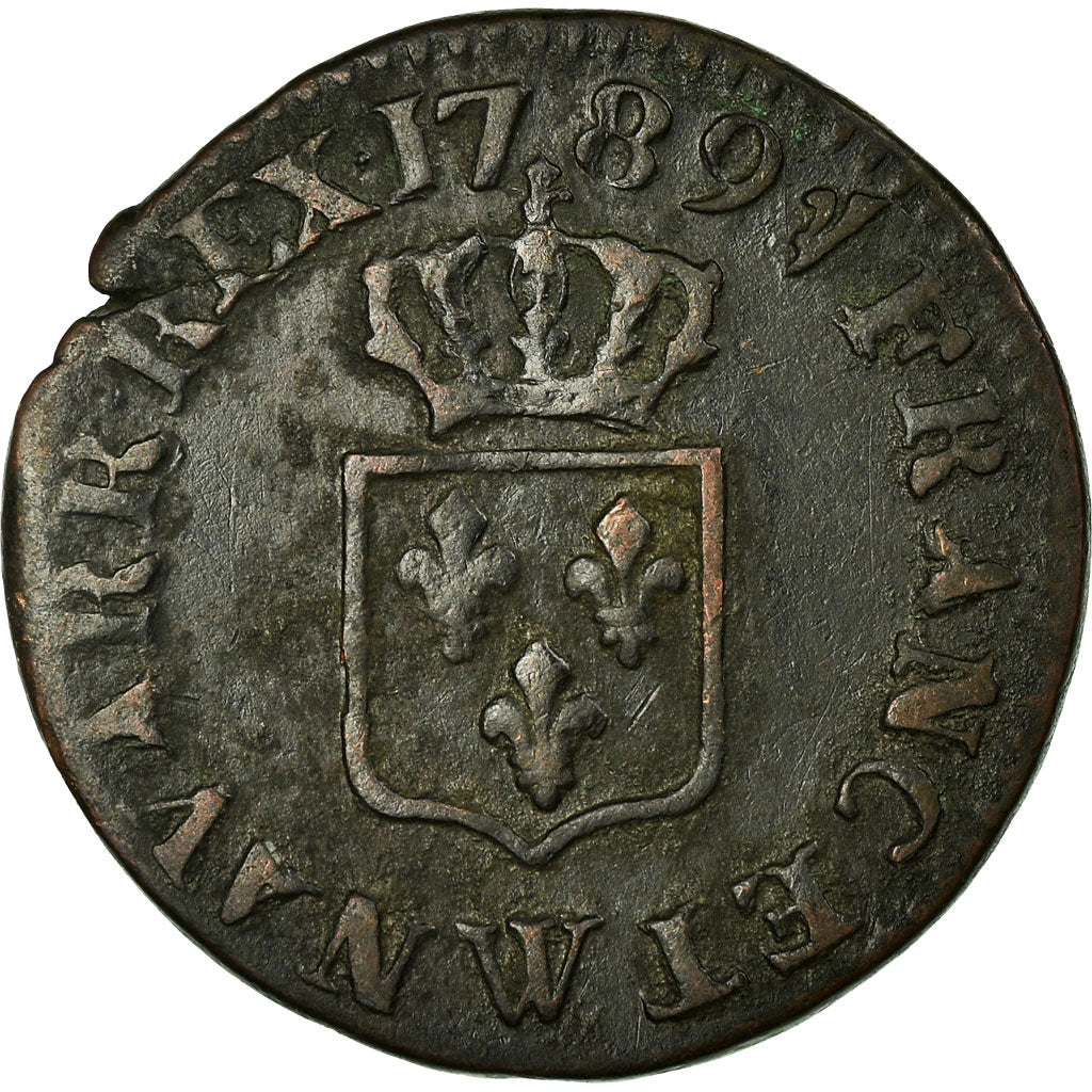 Moneta, Francia, Louis XVI, Liard, Liard, 1789, Lille, BB, Rame, Gadoury:348