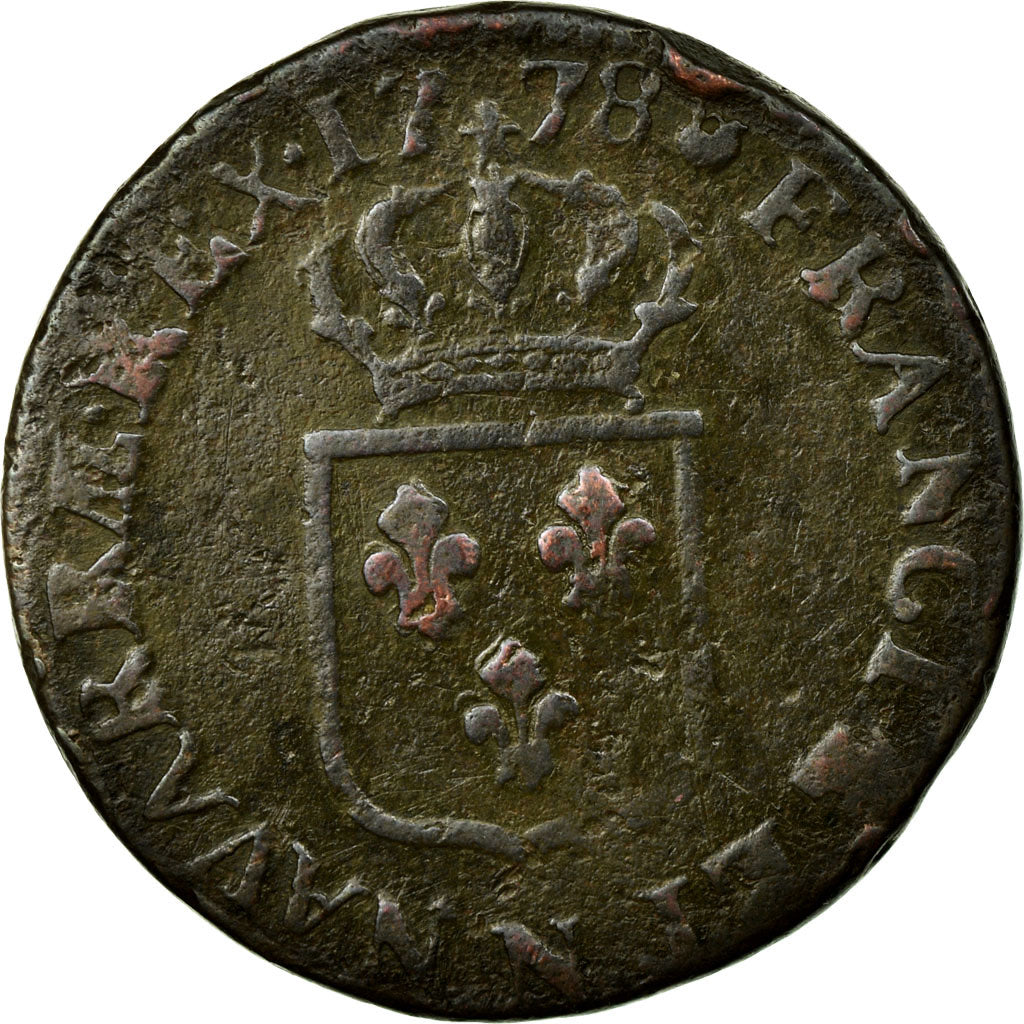 Monnaie, France, Louis XVI, Sol ou sou, Sol, 1778, Montpellier, TB, Cuivre