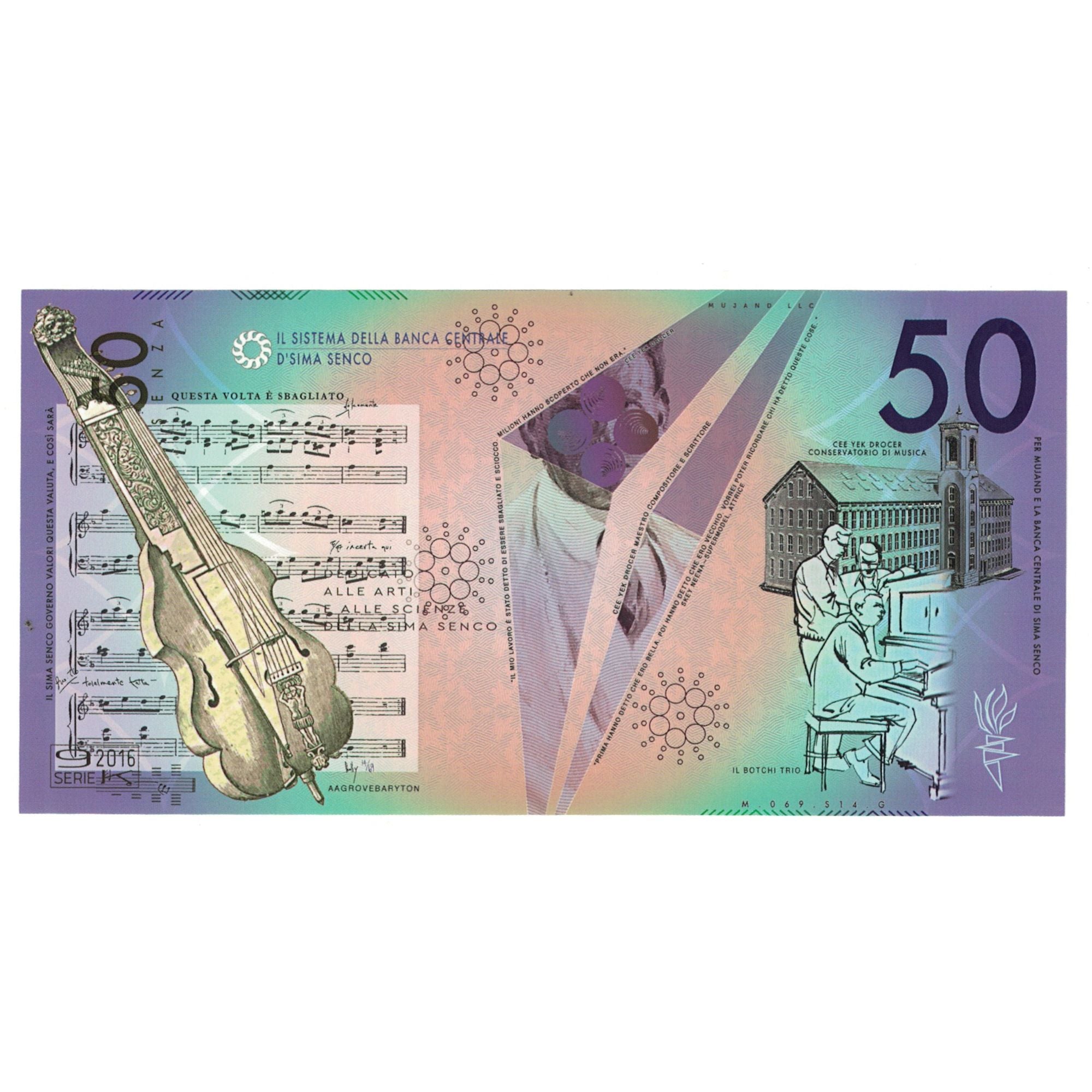 Nota, Itália, Tourist Banknote, 2016, 50 SENZA, UNC(65-70)