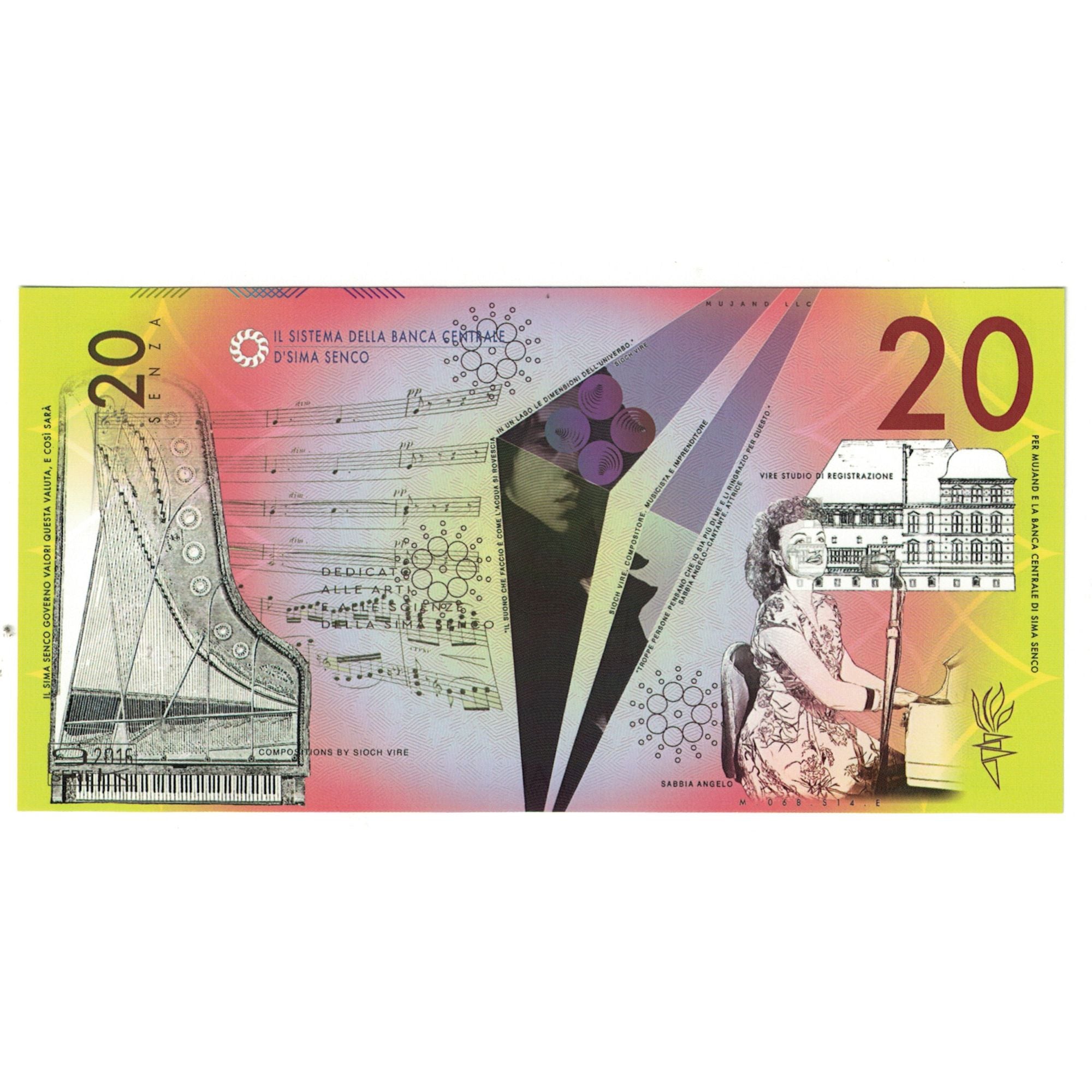Banconote, Italia, Tourist Banknote, 2016, 20 SENZA, FDS