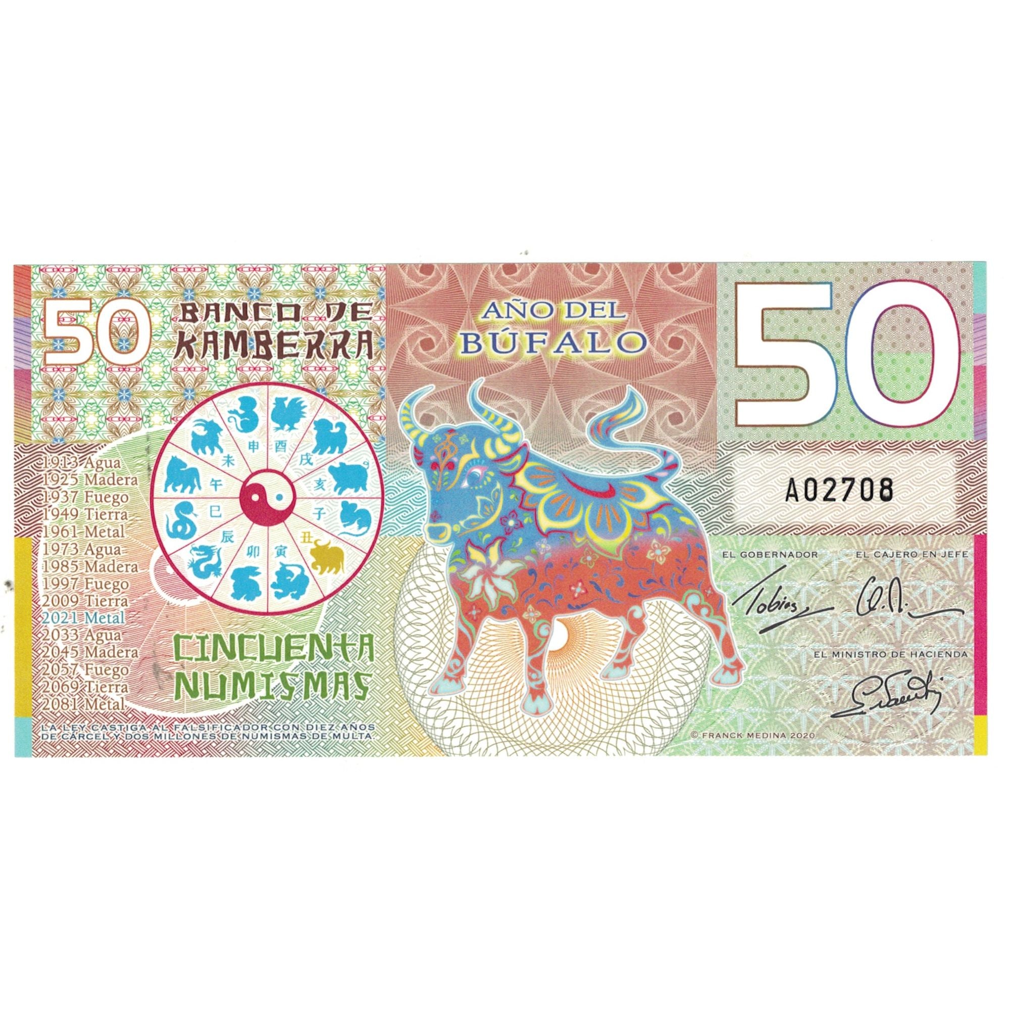 Billet, Australie, 50 Dollars, 2021, ANNÉE  DU BUFFLE, NEUF