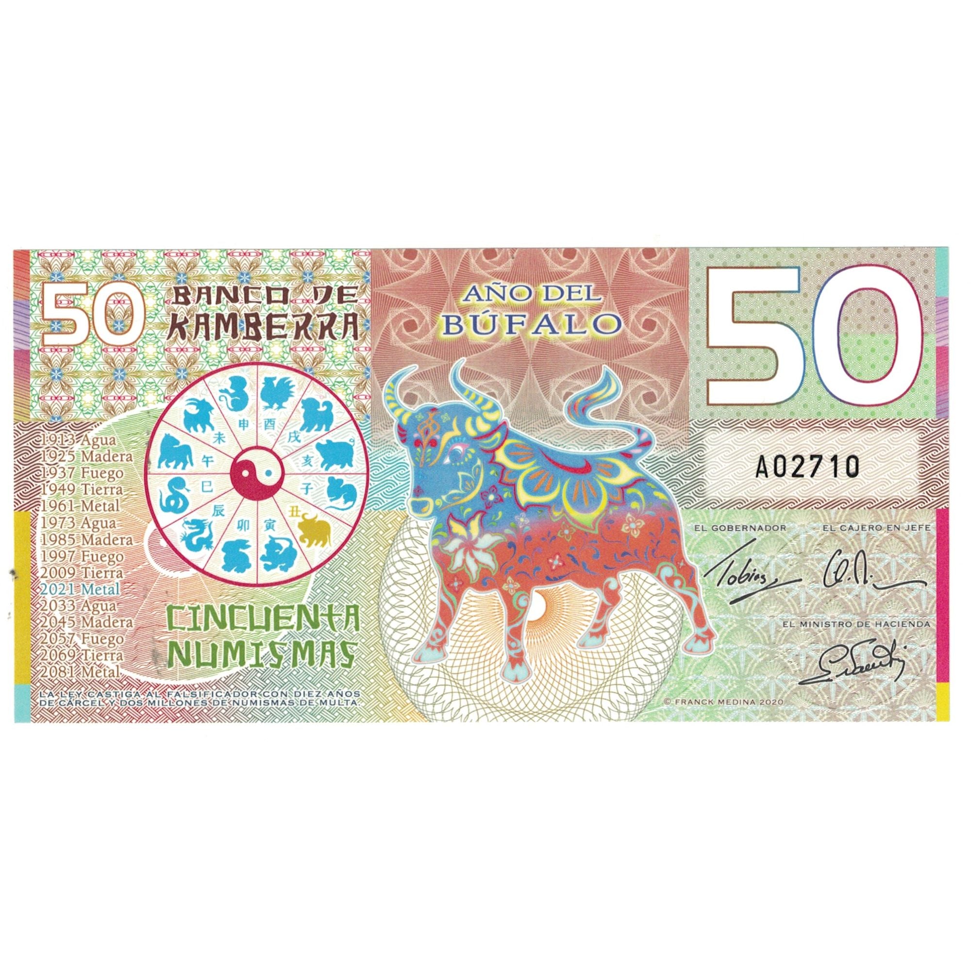 Billet, Australie, 50 Dollars, 2021, ANNÉE  DU BUFFLE, NEUF