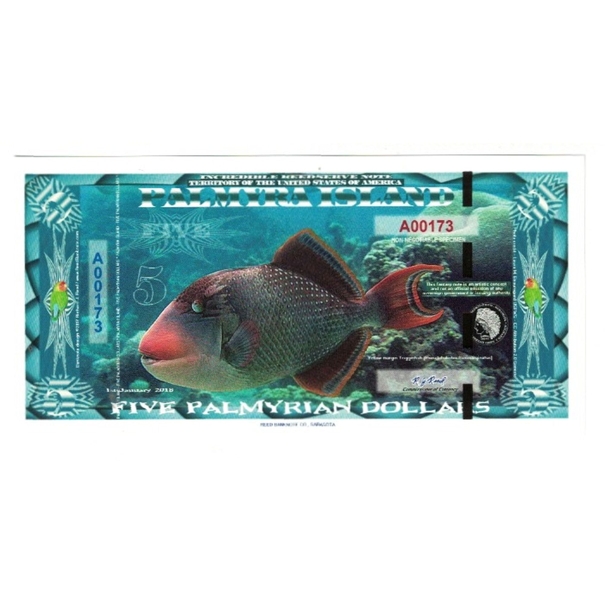 Billet, États-Unis, 5 Dollars, 2018, 2018-01-01, PALMYRA ISLAND, NEUF
