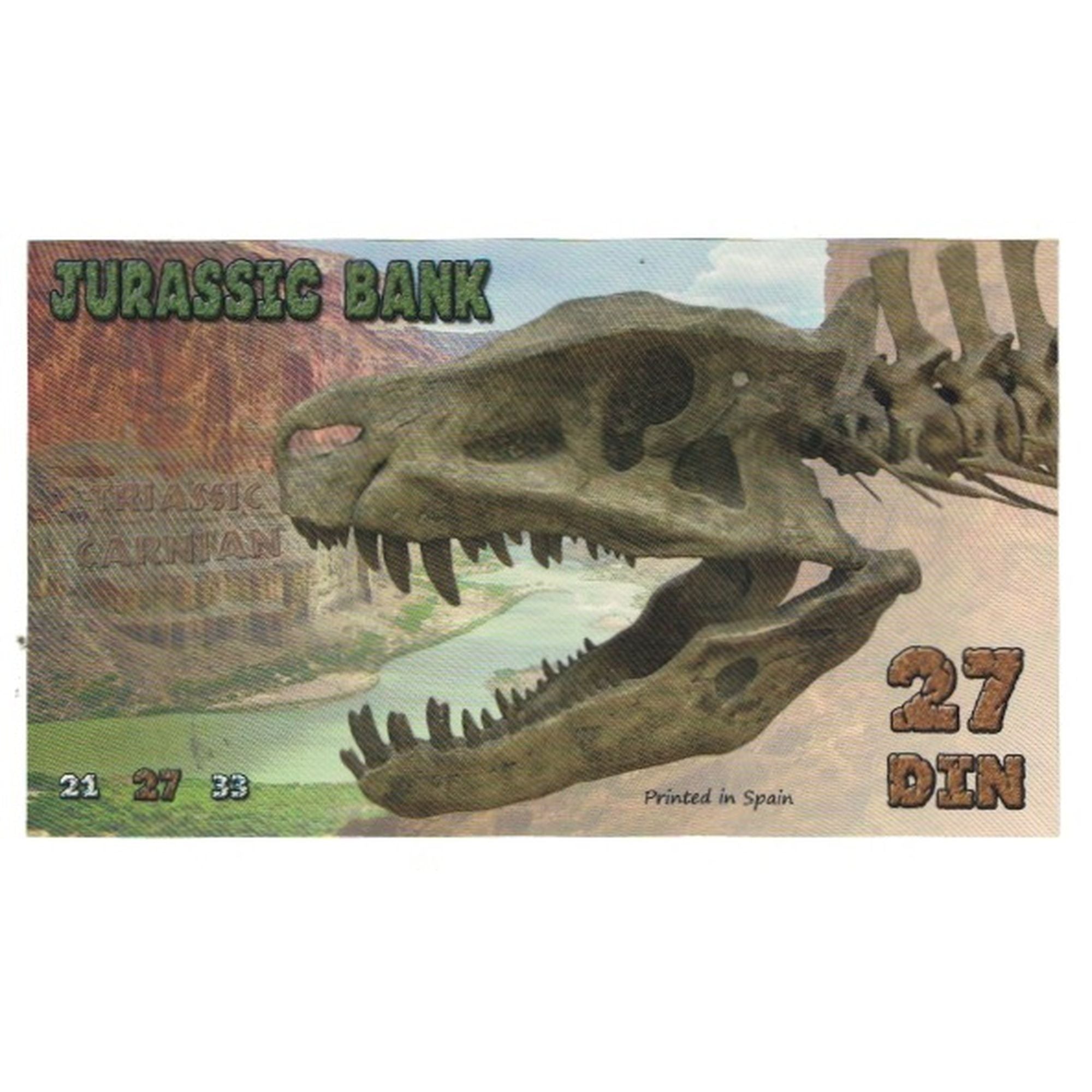 Banknote, Spain, Tourist Banknote, 2015, JURASSIC BANK 27 DIN, UNC(65-70)