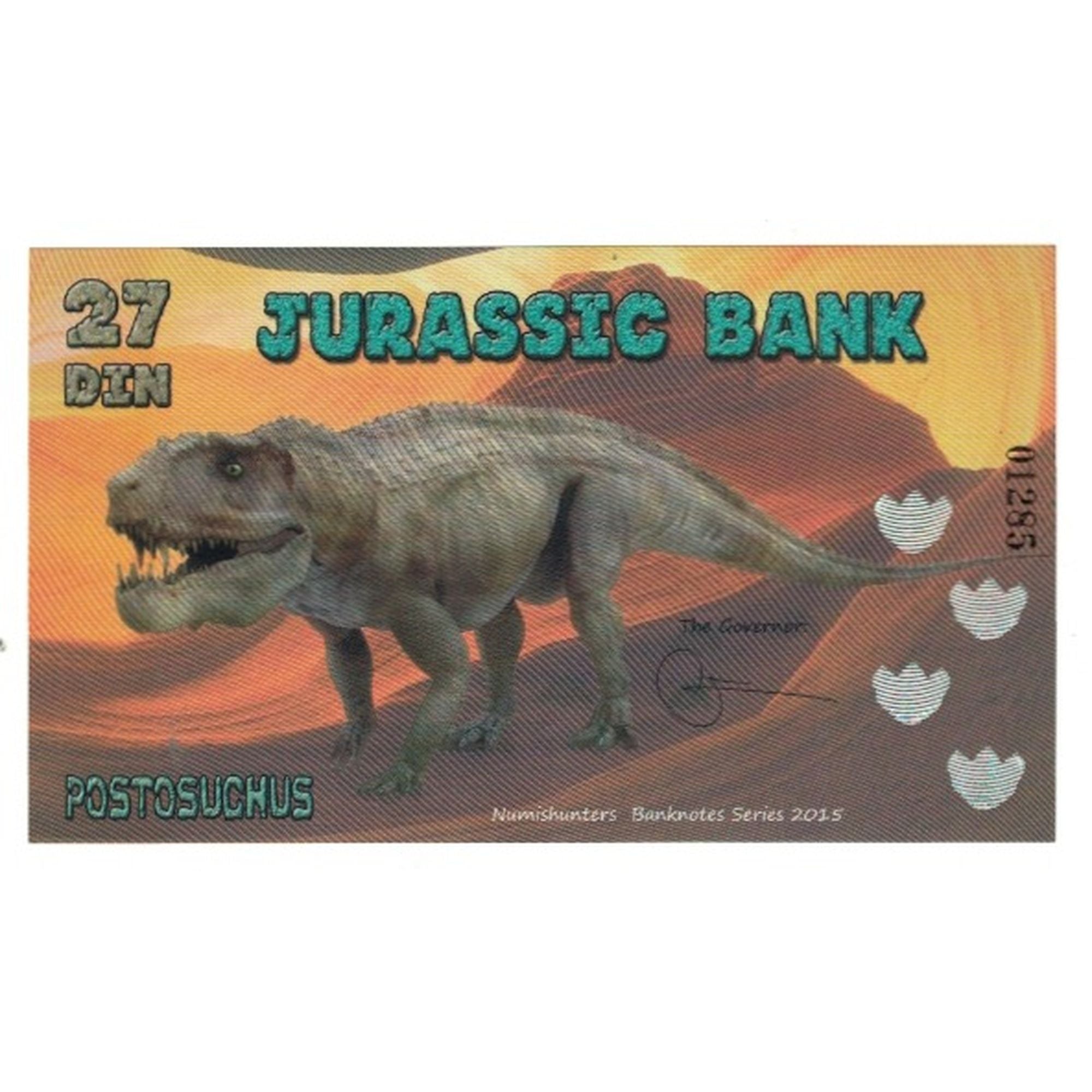 Banknote, Spain, Tourist Banknote, 2015, JURASSIC BANK 27 DIN, UNC(65-70)
