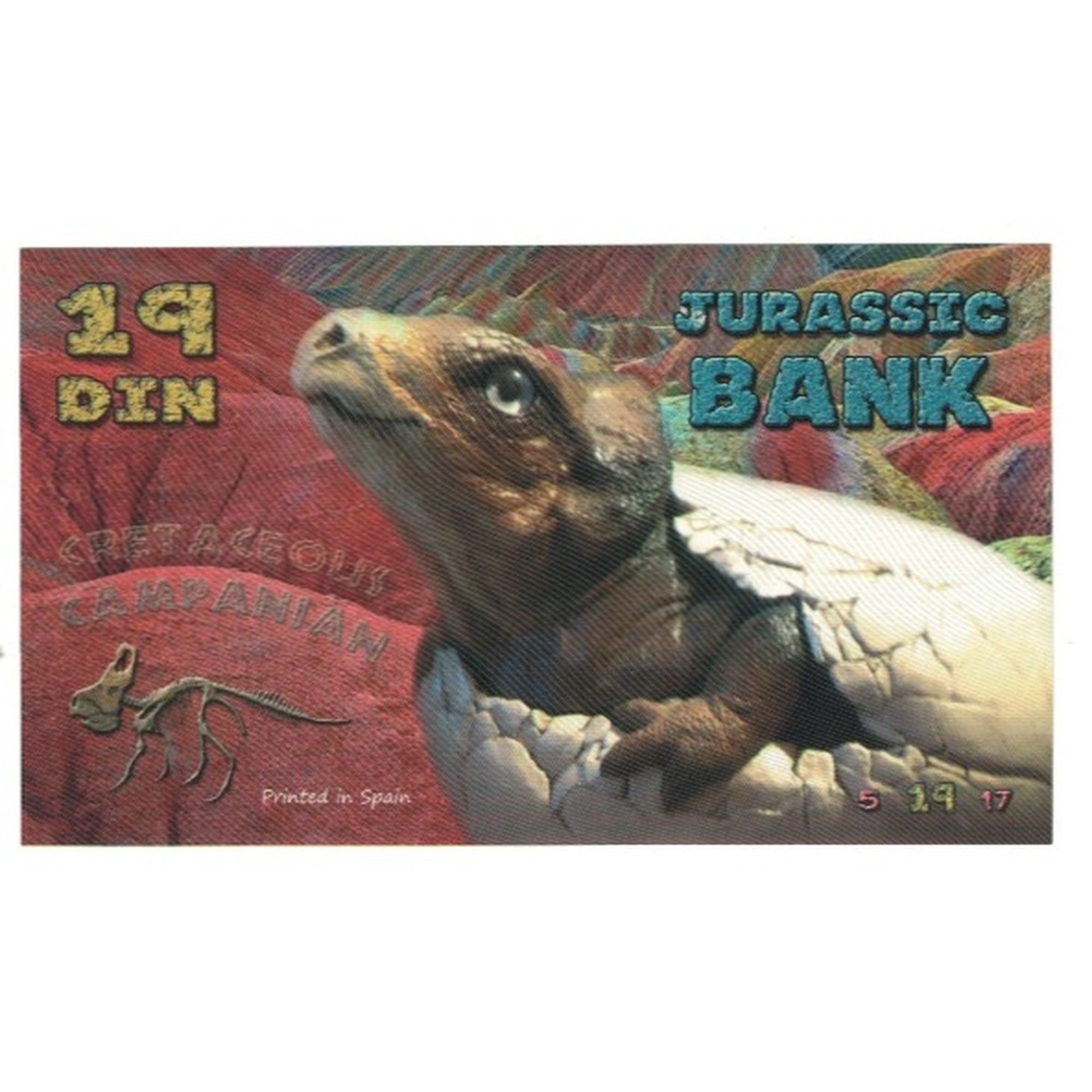 Banknote, Spain, Tourist Banknote, 2015, JURASSIC BANK 19 DIN, UNC(65-70)