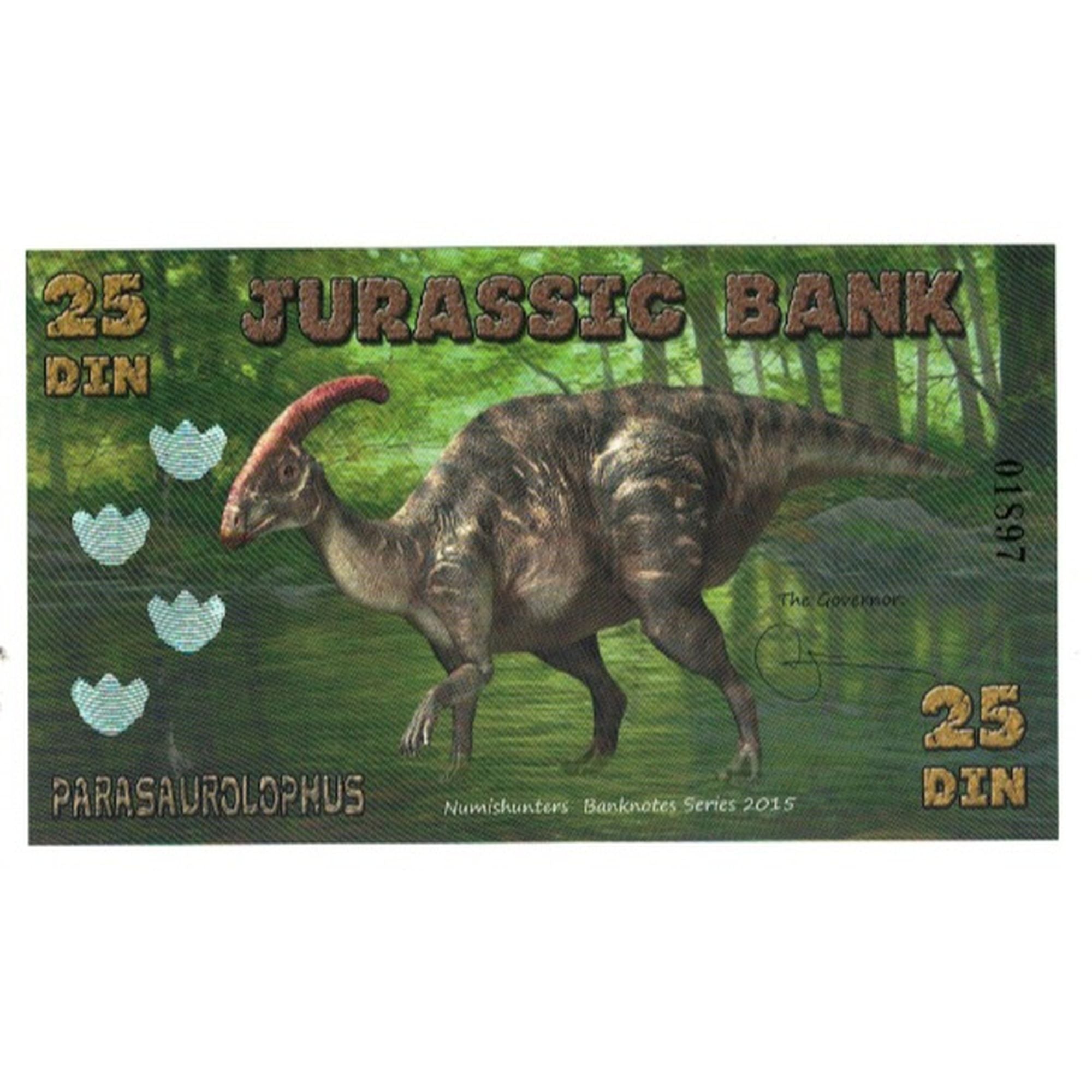 Banknote, Spain, Tourist Banknote, 2015, JURASSIC BANK 25 DIN, UNC(65-70)