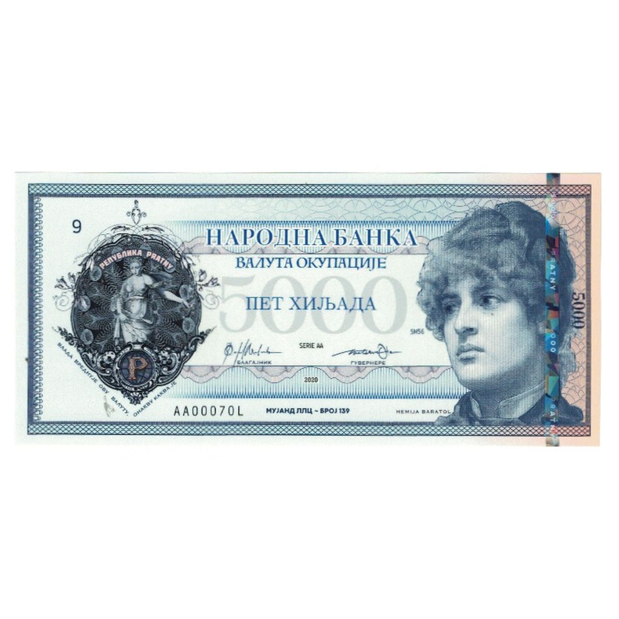 Billete, Tourist Banknote, 2020, Rusia, 5000 BOFL REPUCLIC OF PRATNY, UNC